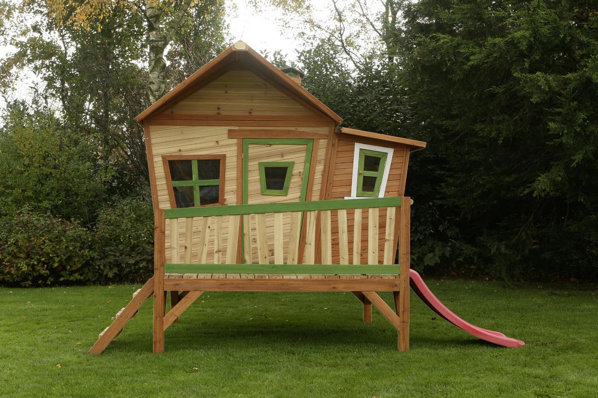 Spielhaus Emma aus Zedernholz Massiv - Rot/Braun, Basics, Holz (345/229/180cm)