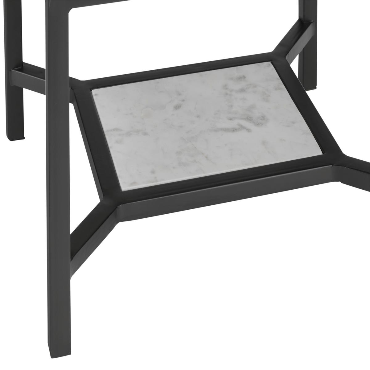 Nachttisch in Akaziefarben - Weiss/Schwarz, Natur, Holz/Stein (40/55/35cm) - Zandiara