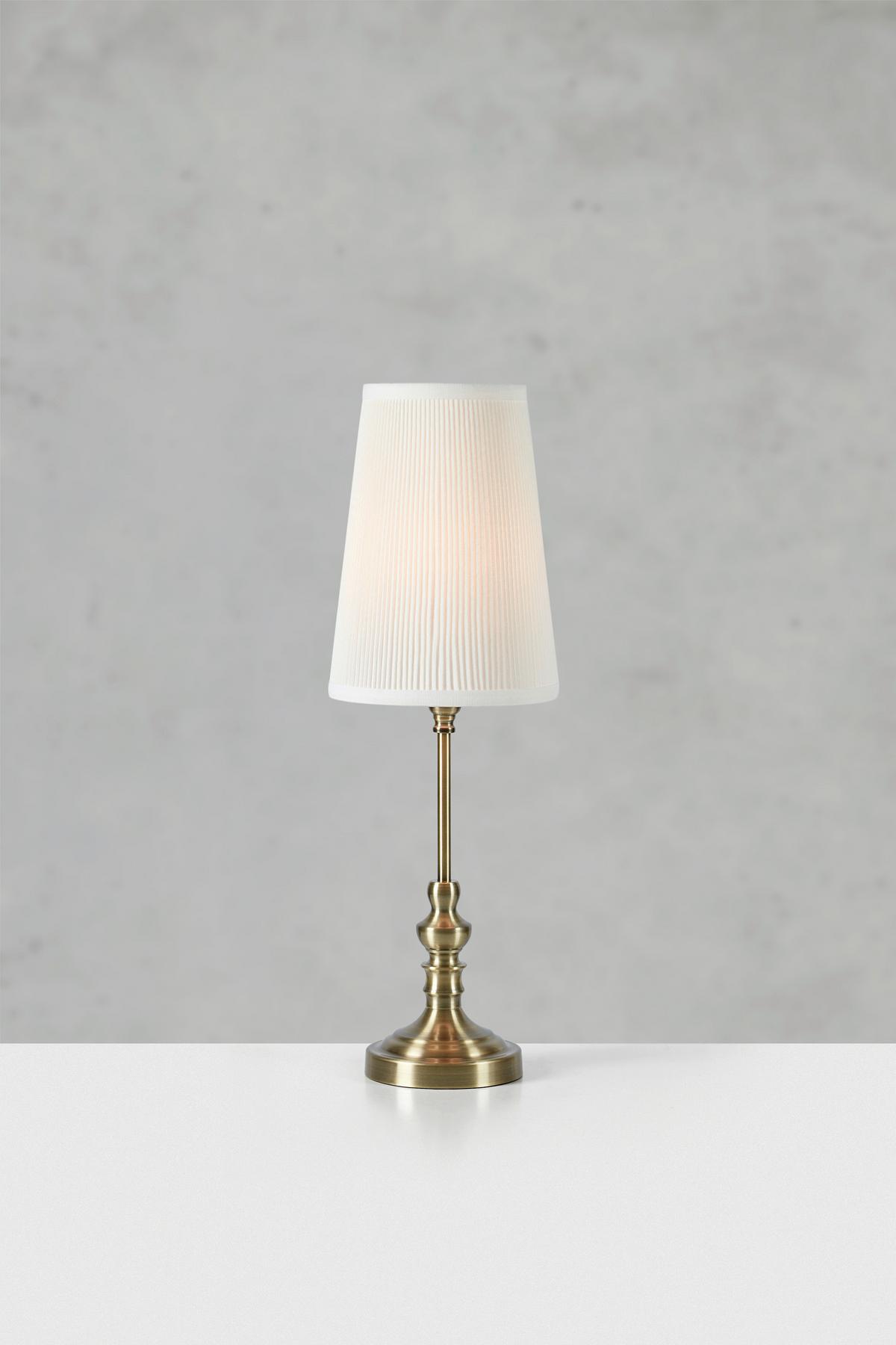 Tischleuchte Markslöjd Noble Creme max. 40 Watt - Messingfarben/Creme, Design, Textil/Metall (18/18/56cm) - Markslöjd
