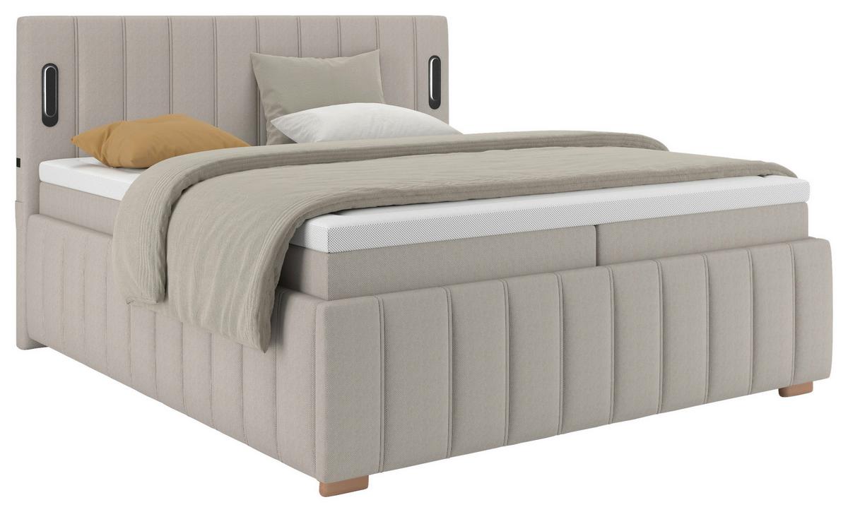 Postelja Z Vzmetnico Pretty - bež, Konvencionalno, kovina/umetna masa (160/200cm) - Premium Living