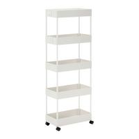 Görgős Polc Sandro - fehér, Modern, műanyag/fém (40/116/22cm) - Bessagi Home