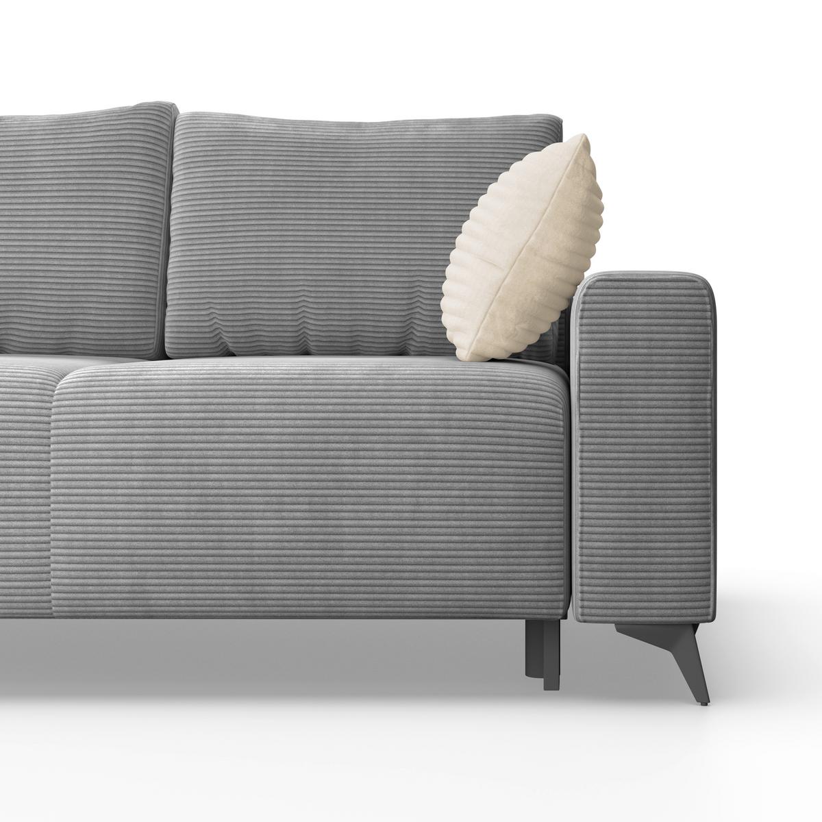 Kutna Garnitura Viktor - siva/crna, Moderno, tekstil/metal (212/270cm)