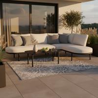 KOMPLET MEBLI TARASOWYCH CHARLOTTA - kremowy/czarny, Modern, metal/tkanina (242,5/78/75,5cm) - Bessagi Garden