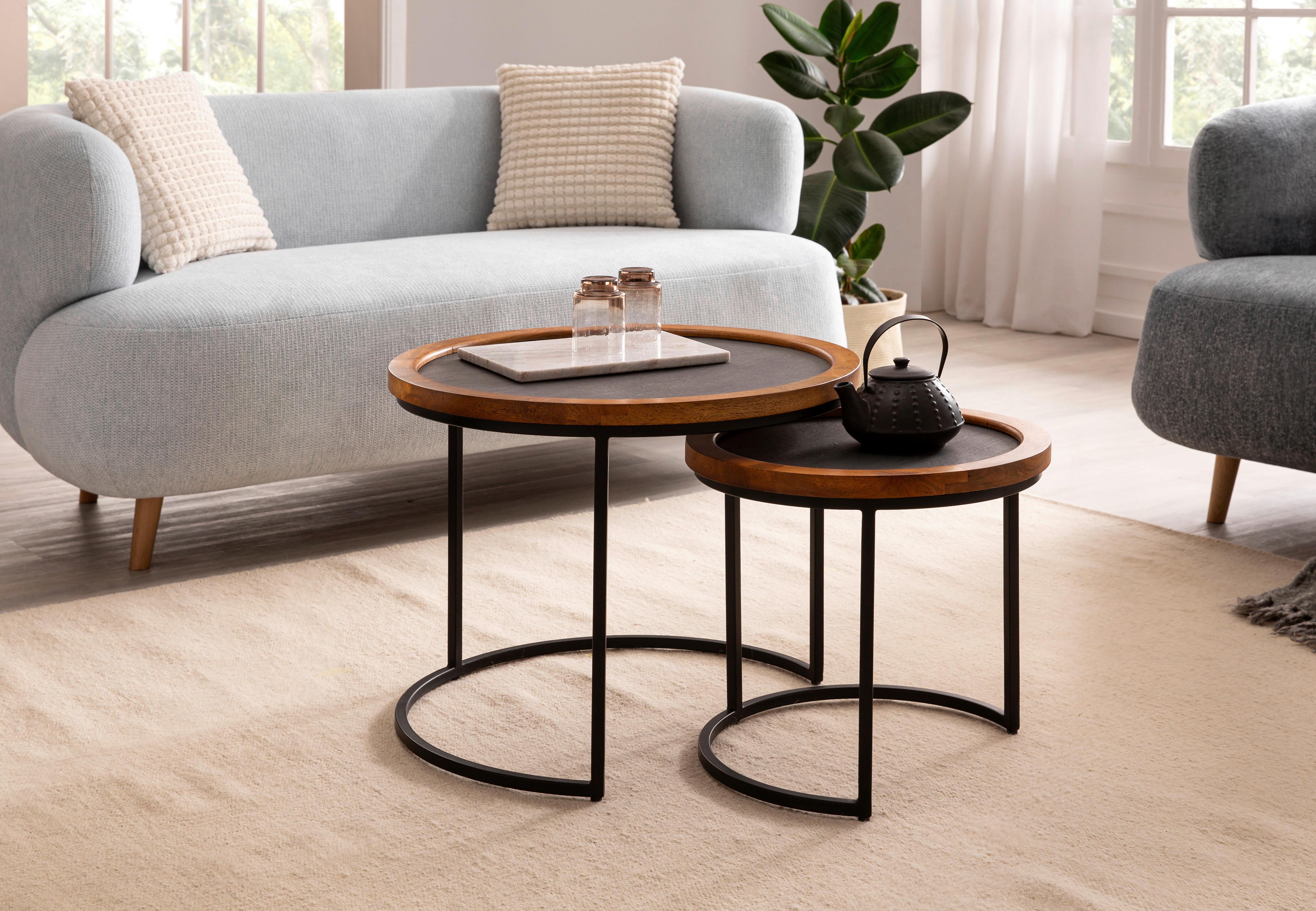 COUCHTISCHSET WL6.778 - Schwarz/Braun, Design, Holz/Kunststoff (60/60/46cm) - MID.YOU