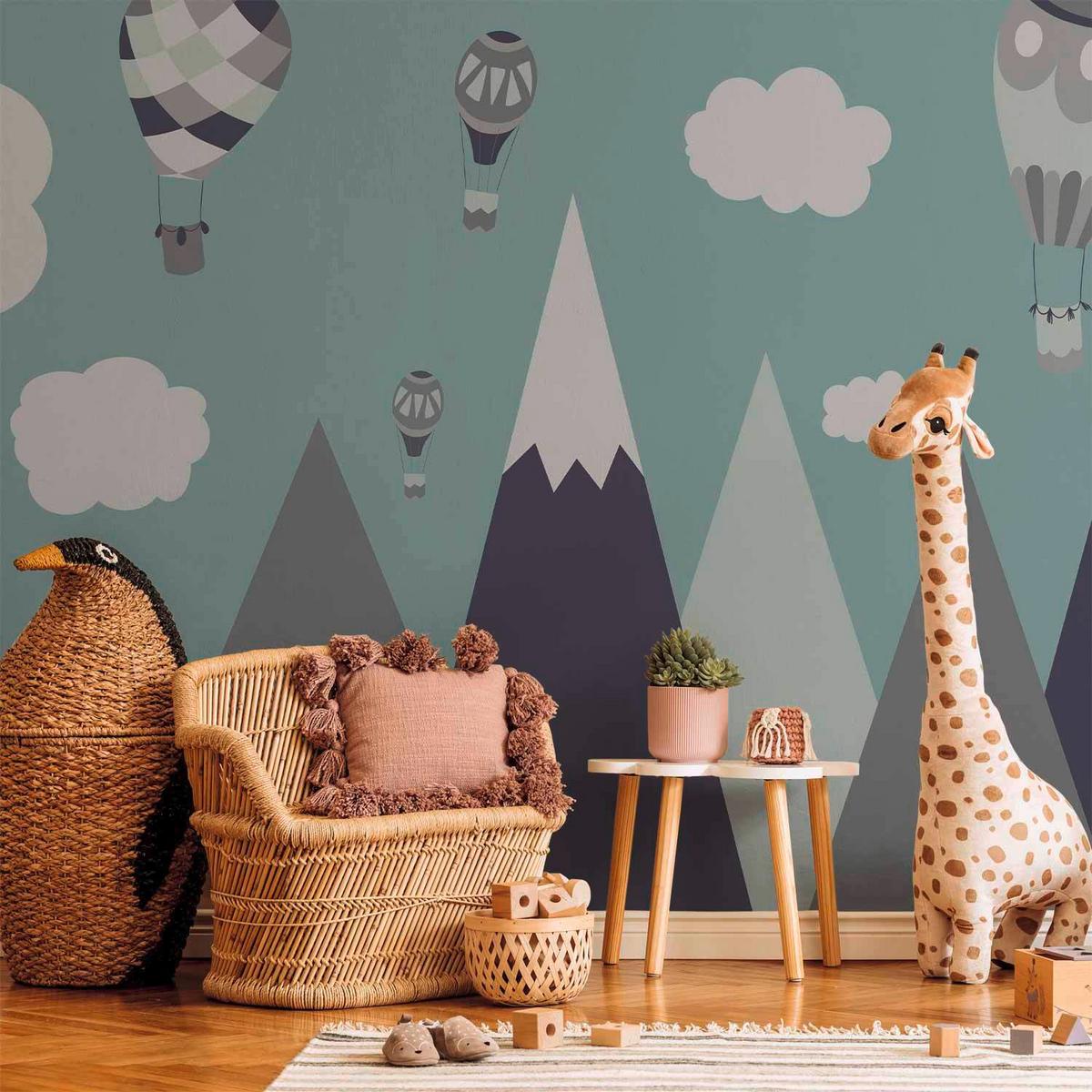 Fototapeta Balloon Land, 200x140cm - modra/siva, Basics, tekstil (200/140cm) - artgeist