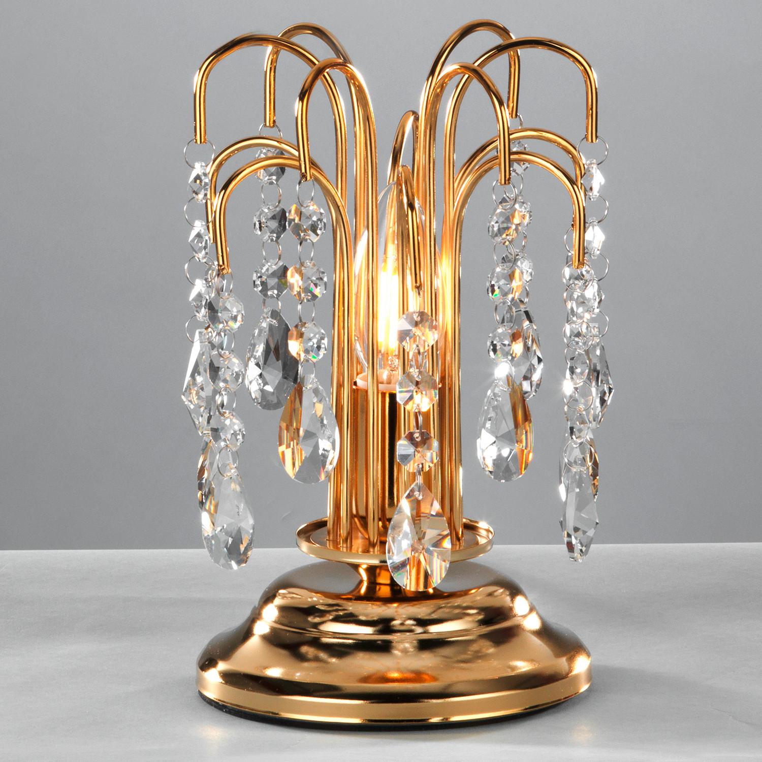 Kristall-Tischleuchte Pioggia Goldfarben max. 6 Watt - Goldfarben, KONVENTIONELL, Glas/Metall (16/23cm)