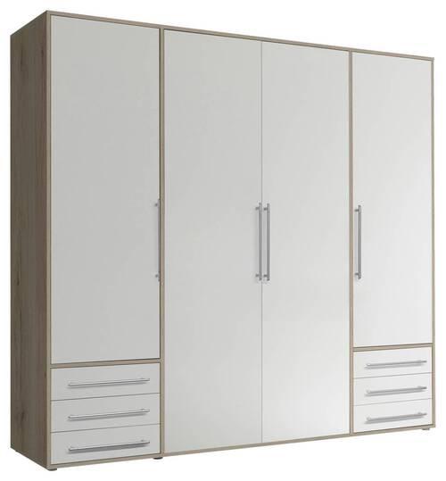 Omara S Klasičnimi Vrati Lyss, Bela, Hrast, 206 Cm - srebrne barve/bela, Moderno, umetna masa/leseni material (206/194/58cm) - Livetastic