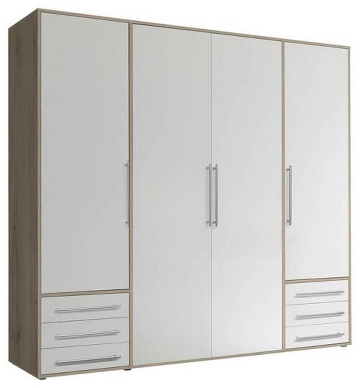 Omara S Klasičnimi Vrati Lyss, Bela, Hrast, 206 Cm - srebrne barve/bela, Moderno, umetna masa/leseni material (206/194/58cm) - Livetastic