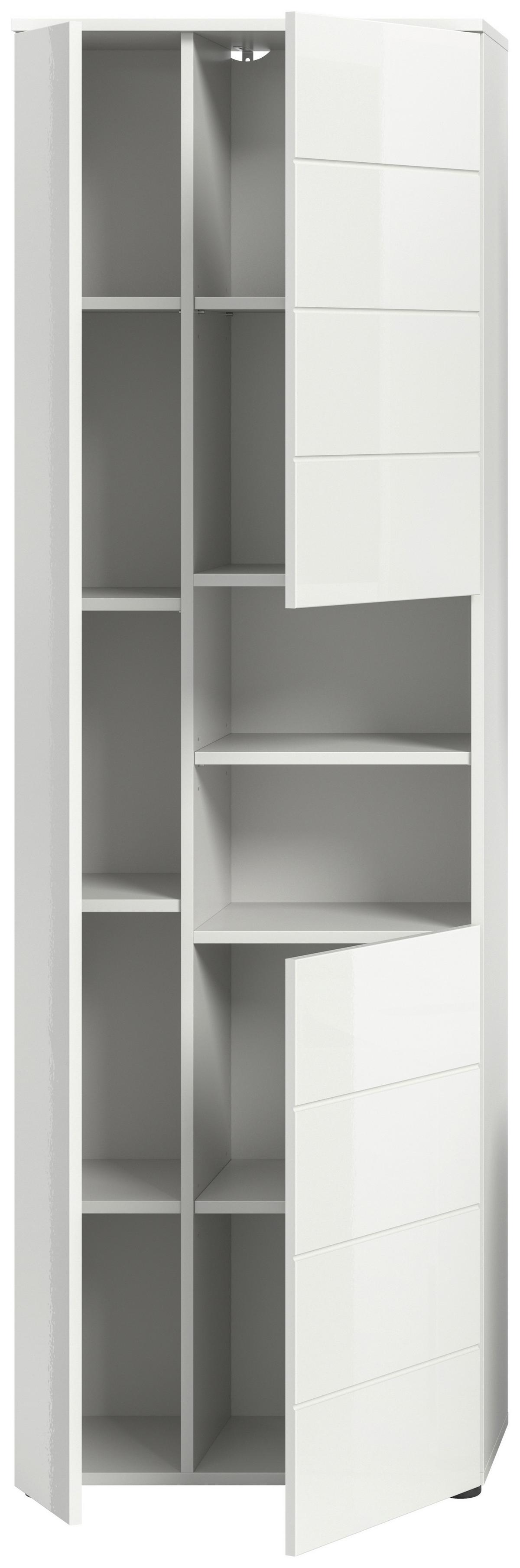Hochschrank Vira ca. 60x190x34 cm Weiß - Weiß Hochglanz/Schwarz, MODERN, Holzwerkstoff/Kunststoff (60/190/34cm) - MID.YOU
