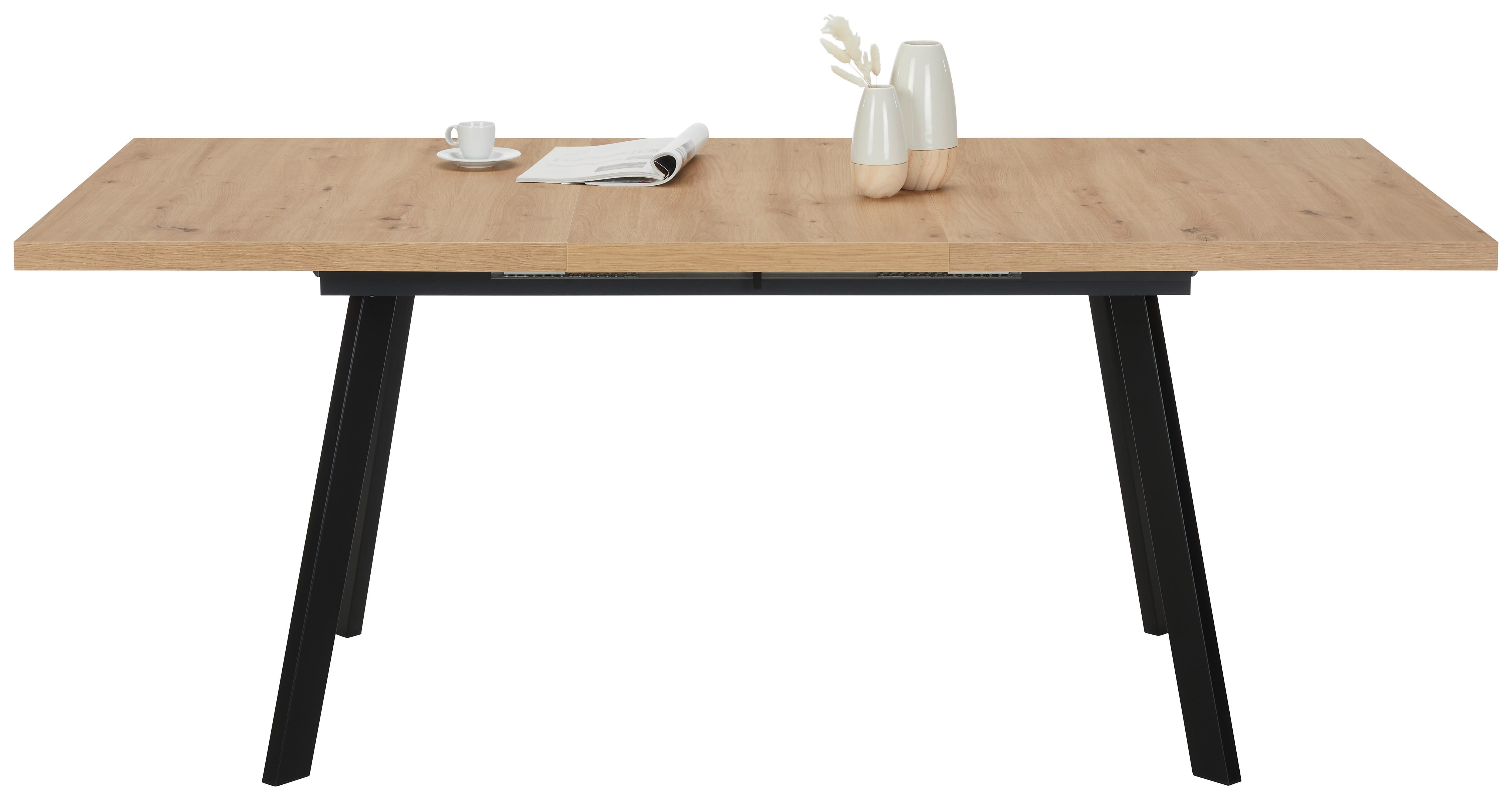 Ausziehtisch Dinner in Eiche ca. 160-210x90x75cm Artisan - Schwarz/Eiche Artisan, MODERN, Holzwerkstoff/Metall (160-210/90/75cm) - Mömax