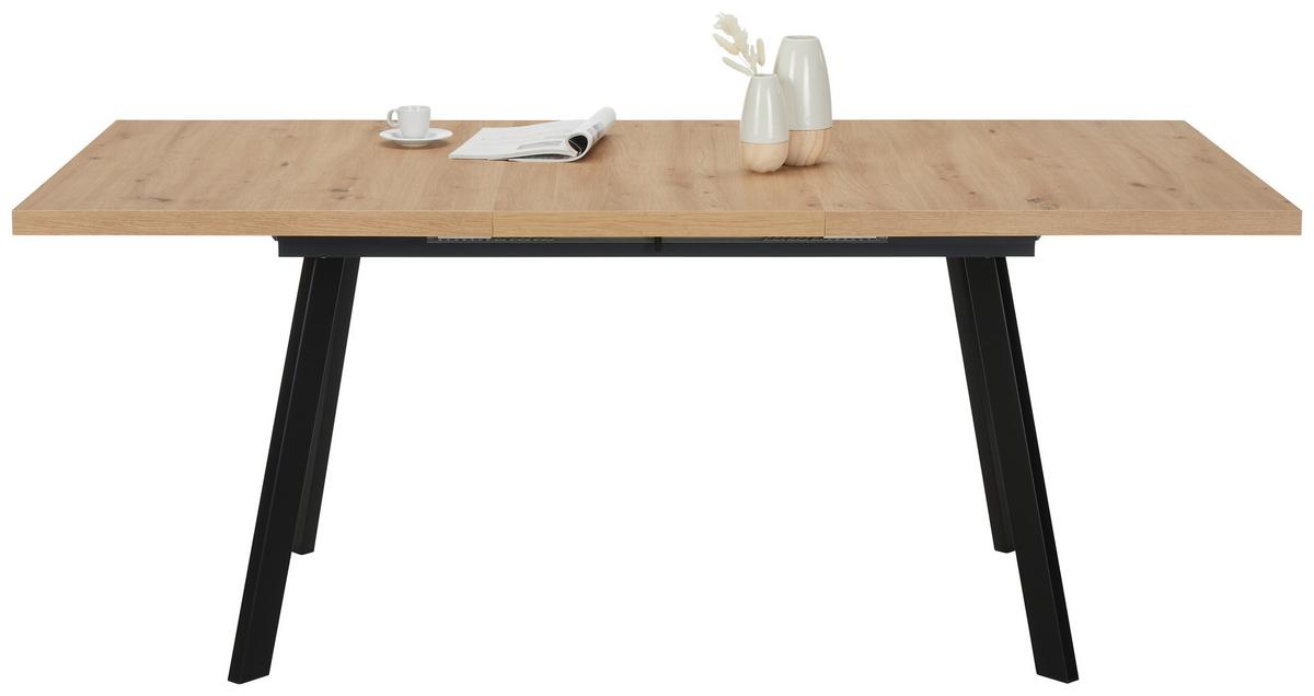 Ausziehtisch Dinner in Eiche ca. 160-210x90x75cm Artisan - Schwarz/Eiche Artisan, MODERN, Holzwerkstoff/Metall (160-210/90/75cm) - Mömax