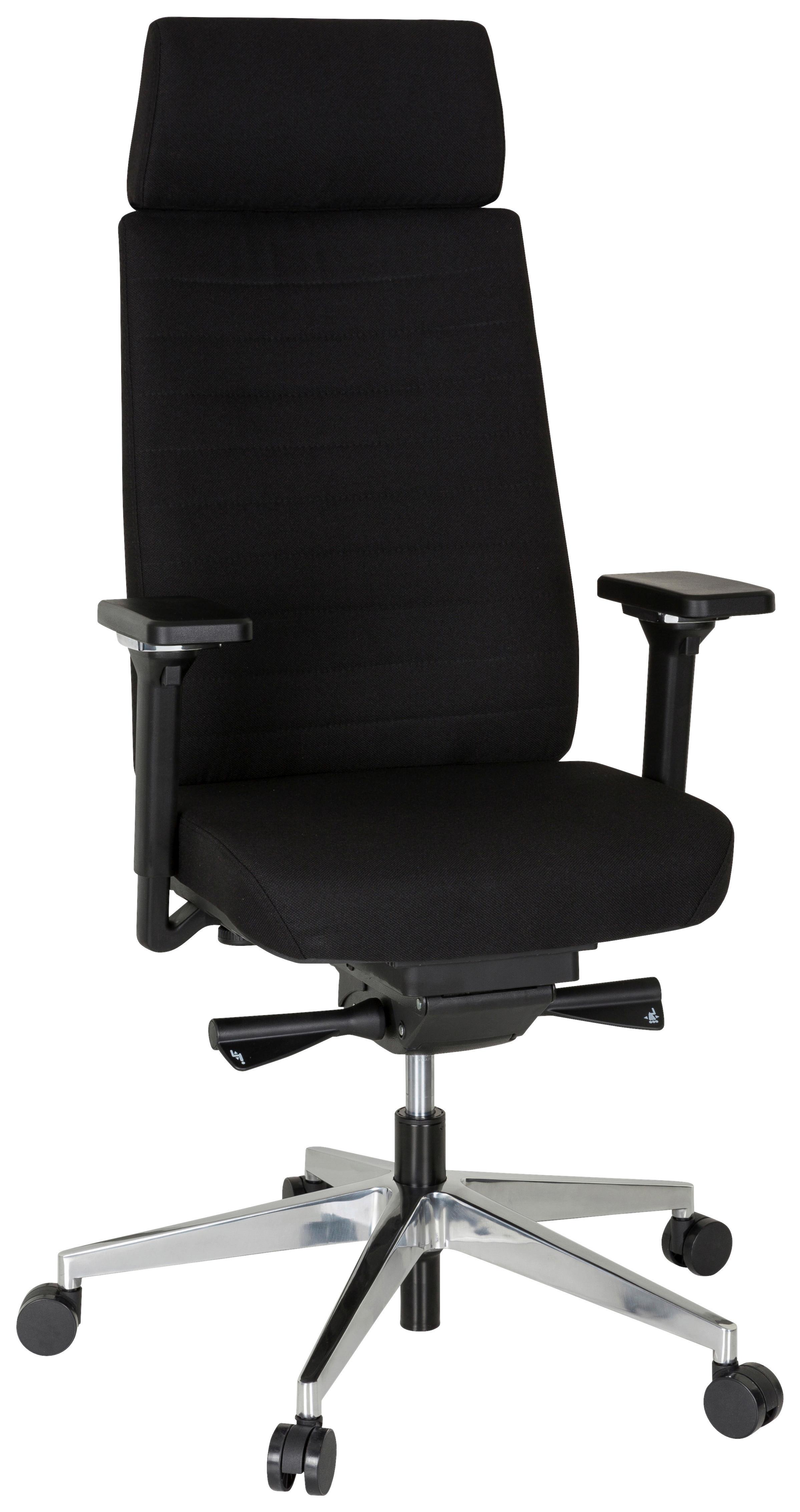 Drehstuhl Move-Tec Pro 3D Schwarz - Schwarz/Alufarben, MODERN, Kunststoff/Textil (71/137/62cm) - MID.YOU