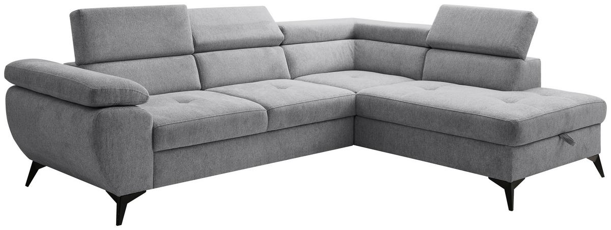 Kutna Garnitura Floris - siva/crna, Moderno, tekstil/metal (256/75-90/200cm) - Modern Living