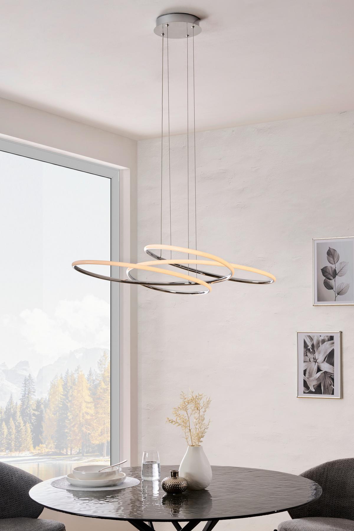 LAMPA WISZĄCA LED BALTIMORE *SBN* - kolor srebrny, Design, tworzywo sztuczne/metal (84,5/150cm) - Novel