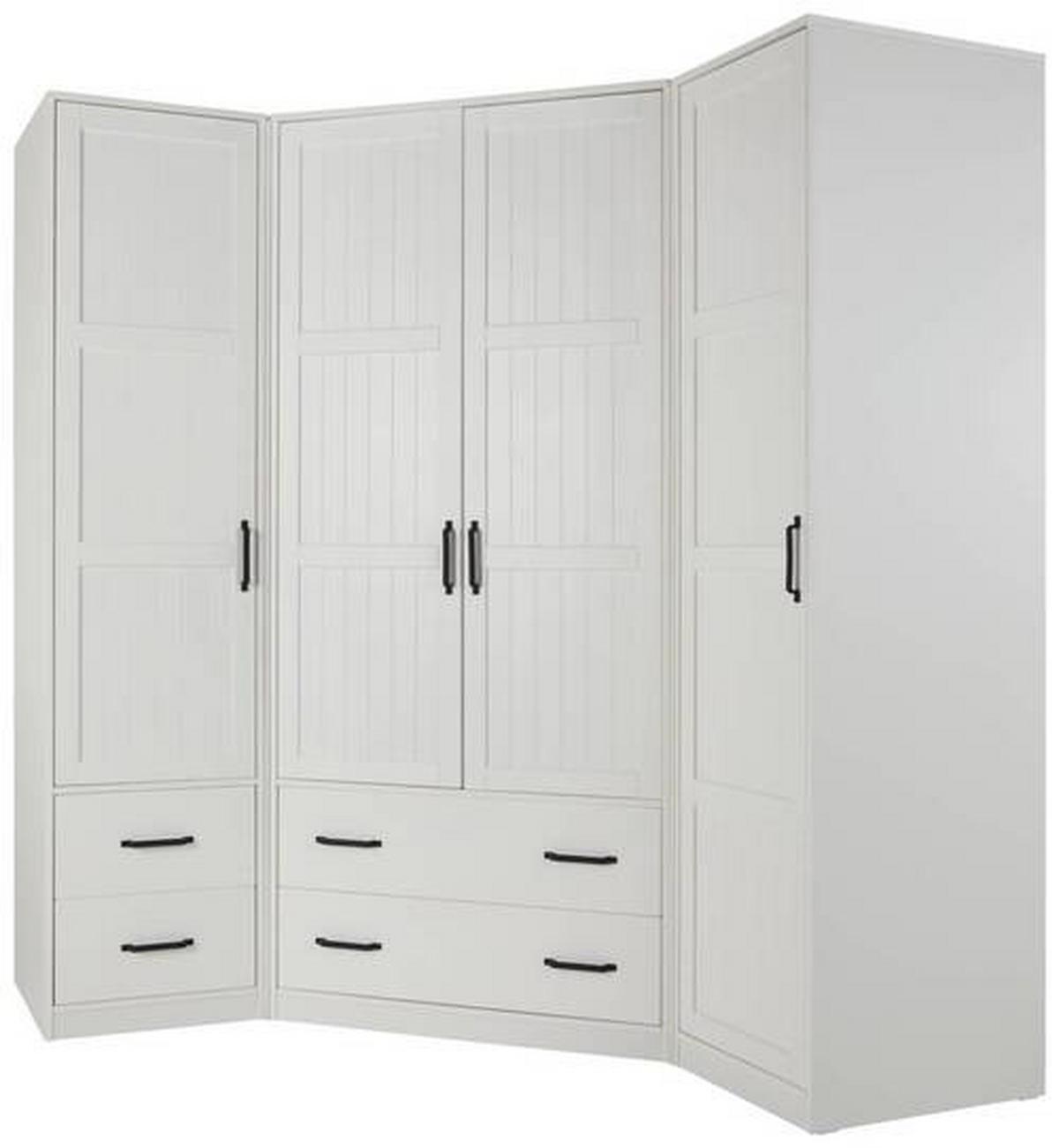 Drehtürenschrank aus Kiefer teilmassiv in Weiss - Weiss/Schwarz, Romantik / Landhaus, Holz/Kunststoff (52/222/60cm) - Mömax