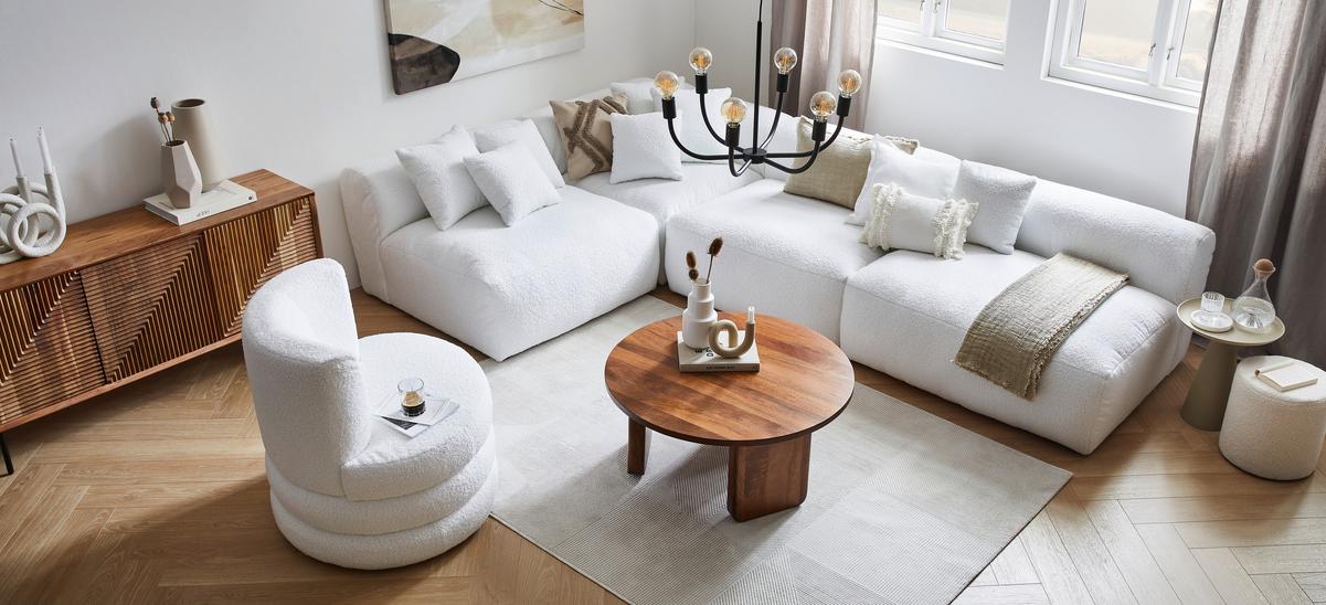 Modul Sofaelement Bloom Weiß - Weiß, Trend, Textil (85/70/122cm) - Livetastic