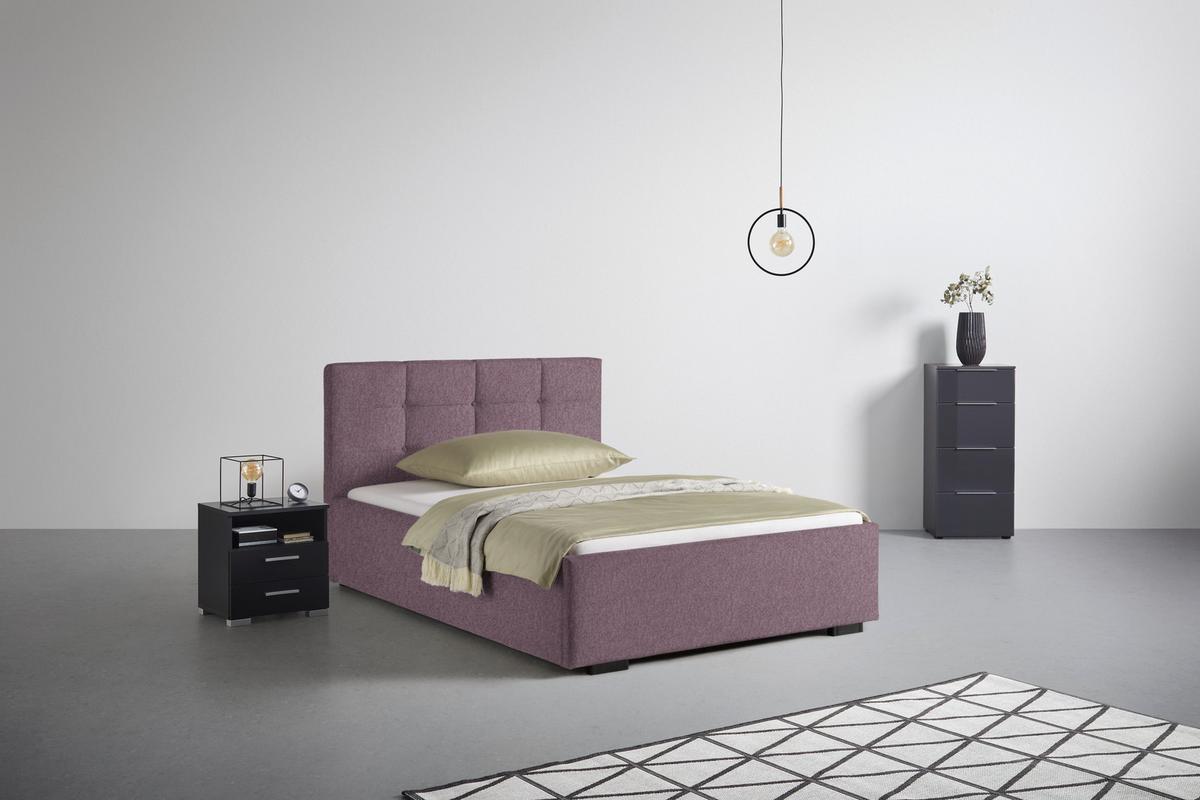 Polsterbett Nelo Flieder ca. 140x200cm - Flieder/Schwarz, KONVENTIONELL, Kunststoff/Textil (140/200cm) - Mömax