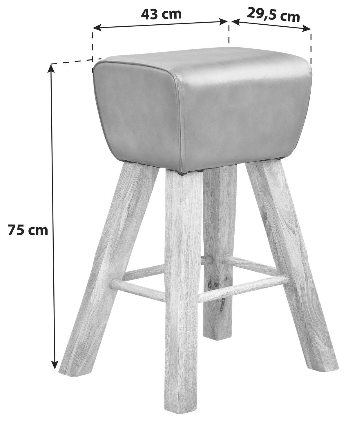 Barhocker WL6.011 ca. 43x75 cm Braun/Echtleder - Braun, Natur, Leder/Holz (43/75/29,5cm) - MID.YOU