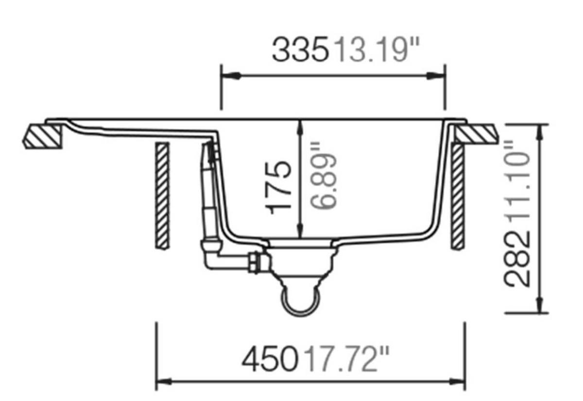 Spüle Toronto 100, in Schwarz - Schwarz, Modern, Stein (62/50cm) - Sistant