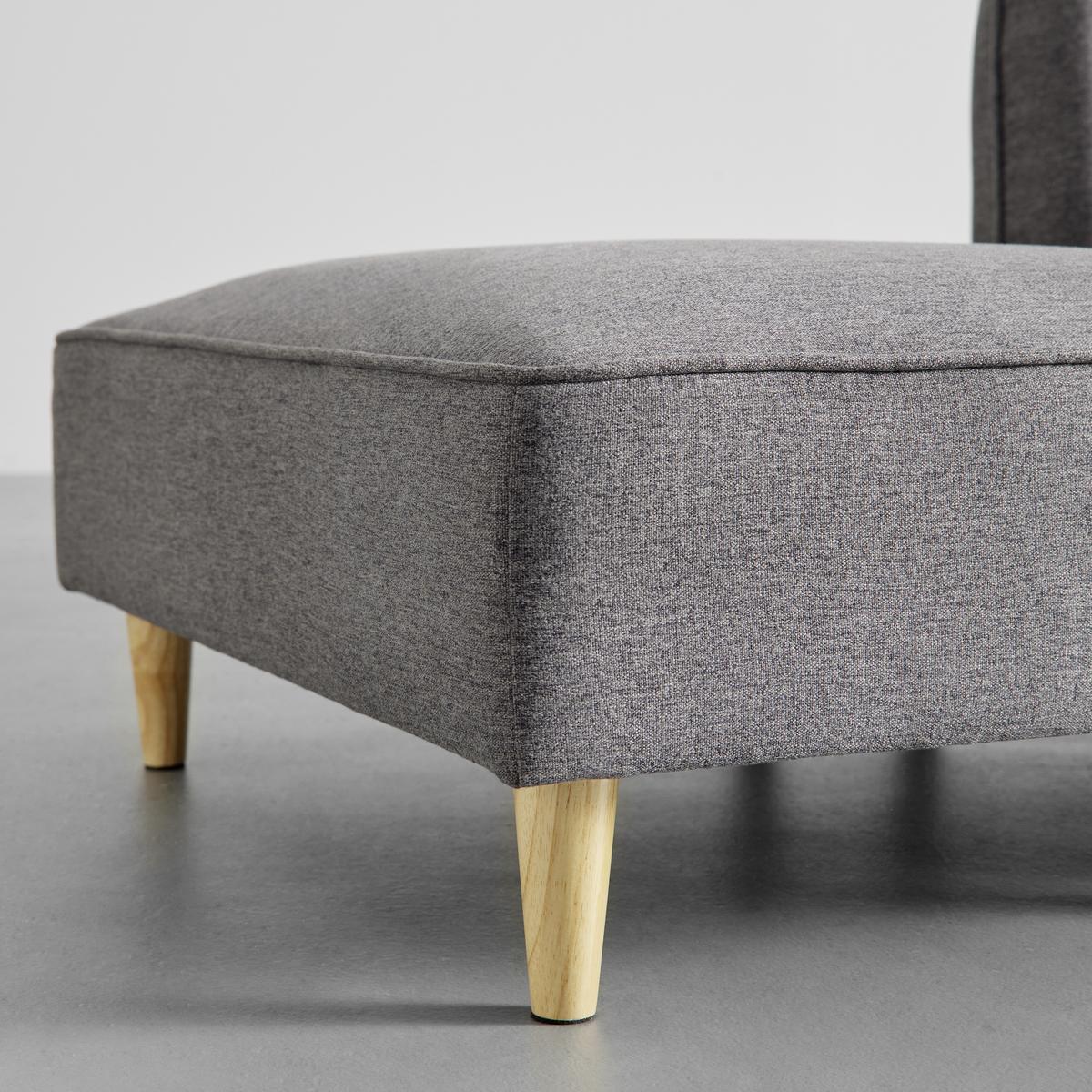 Modulsofa Fanny Dunkelgrau Leinenoptik mit Hocker - Dunkelgrau/Naturfarben, MODERN, Holz/Textil (154/55/73cm) - Bessagi Home