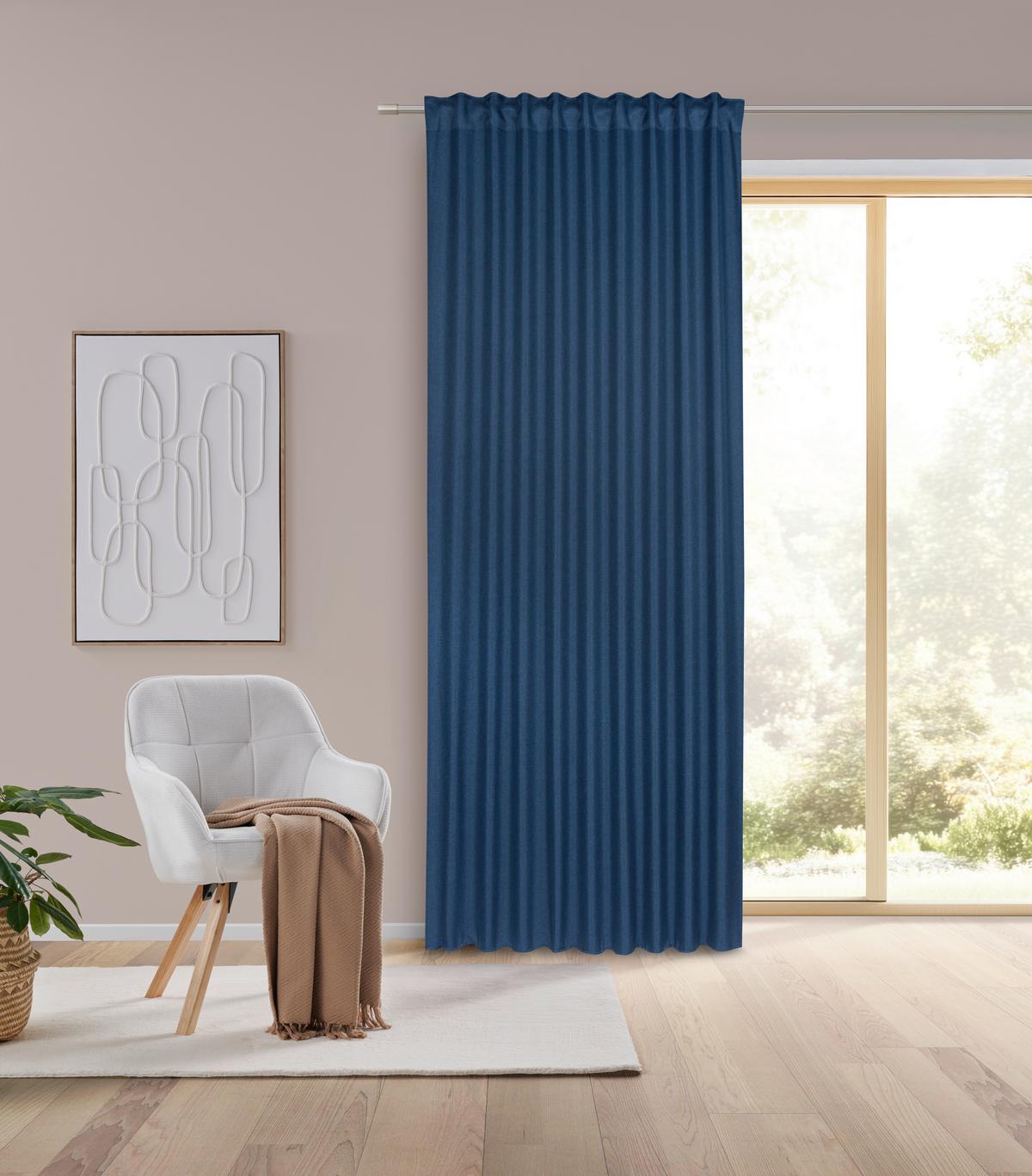 Készfüggöny 2db Andi 140/245 - kék, Konventionell, textil (140/245cm) - Modern Living