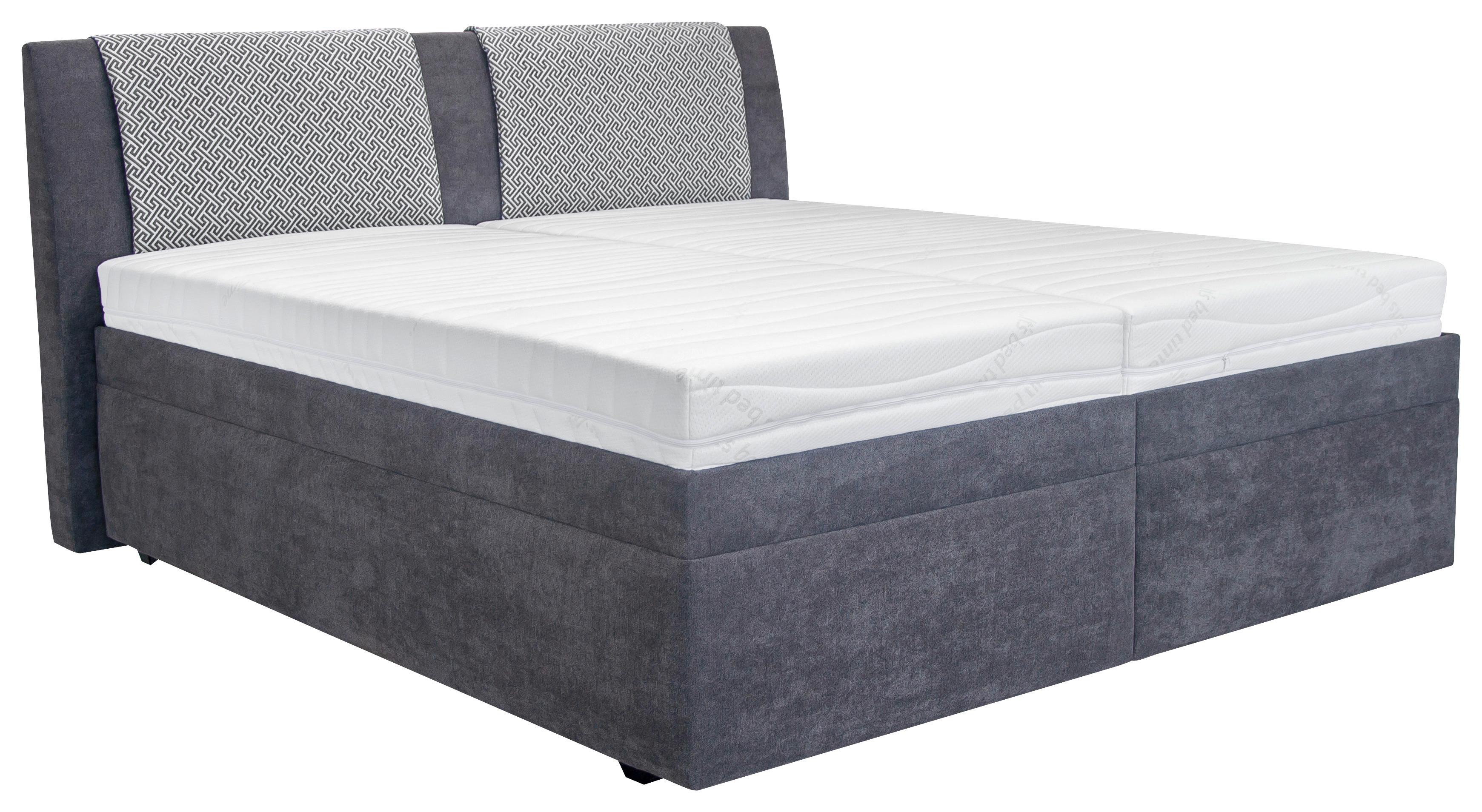 Pat tapițat Elizabeth - taupe/gri, lemn/textil (160/200cm)
