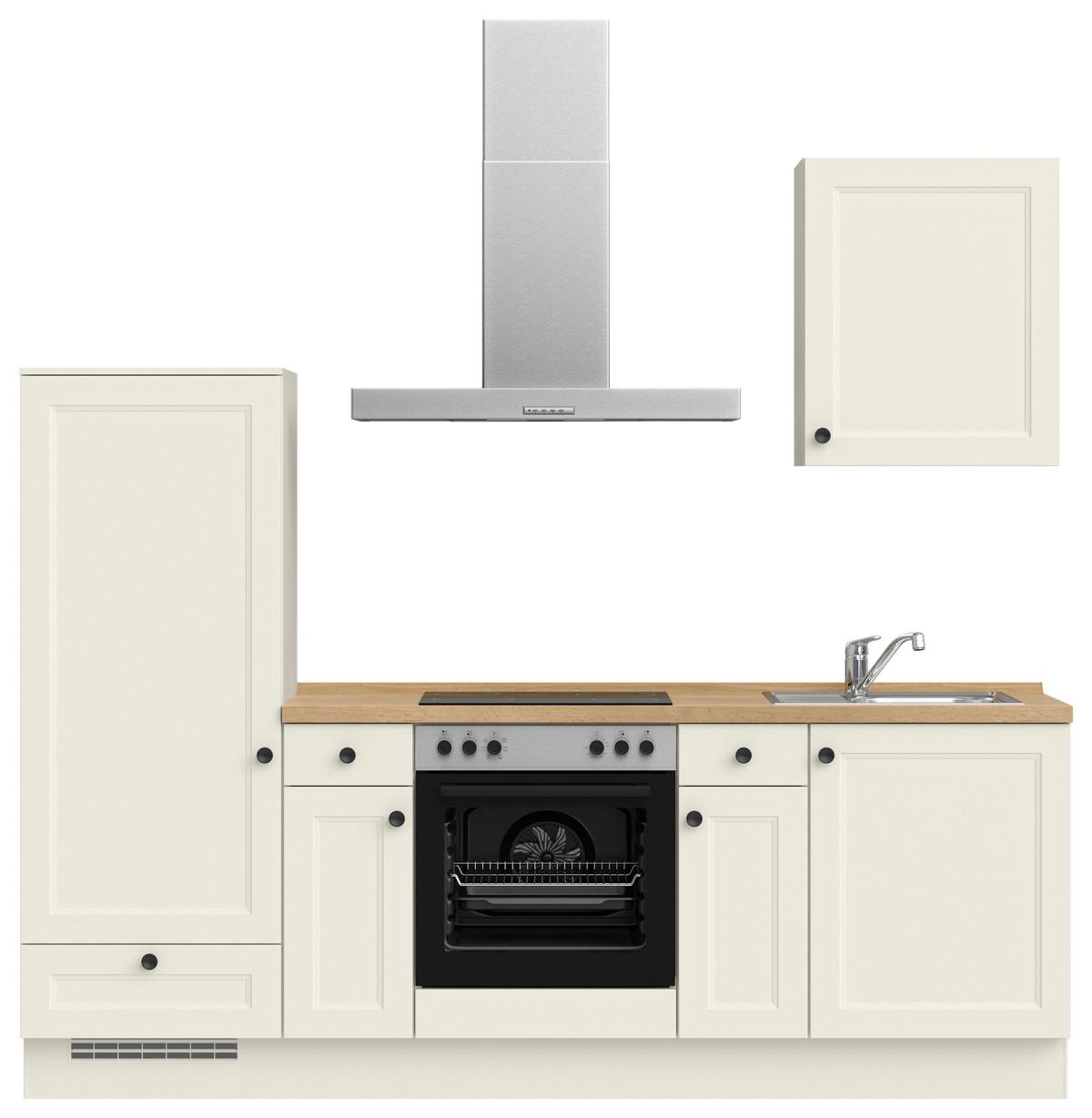 Küchenblock Cascada Low m. Geräten Weiß - Eichefarben/Schwarz, MODERN, Holzwerkstoff/Metall (240cm) - Nobilia