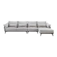 Wohnlandschaft hellgrau, "Elicia" - Hellgrau/Schwarz, MODERN, Holz/Textil (364/88/172cm) - Bessagi Home