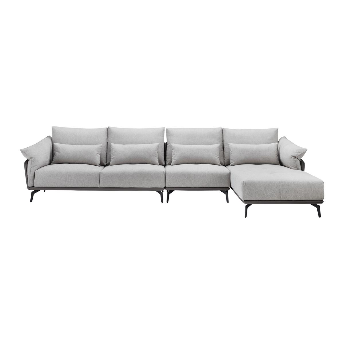 Canapea modulara ELICIA - gri deschis, Modern, lemn/metal (364/88/172cm) - Bessagi Home