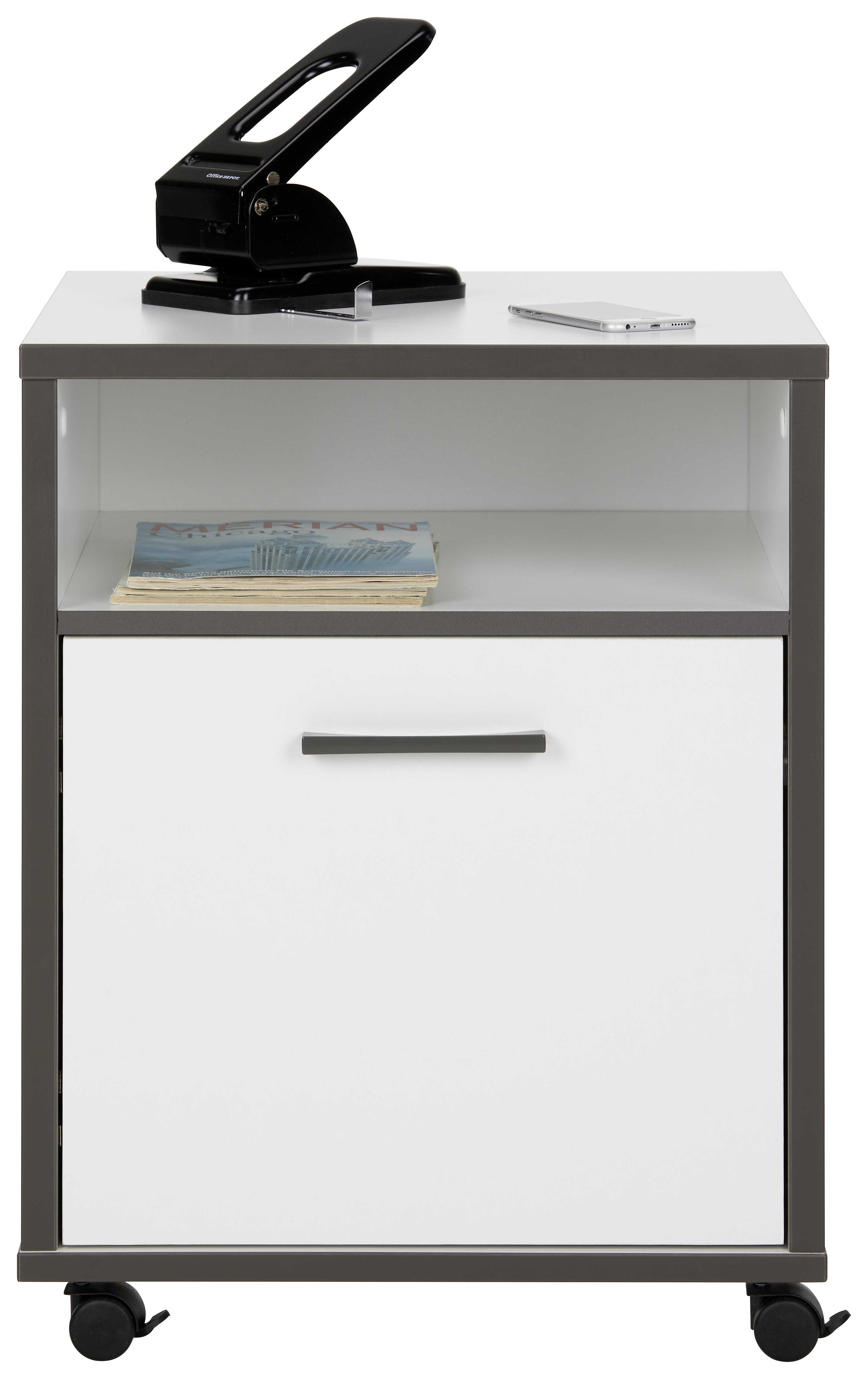 Rollcontainer in Grau/Weiß - Schwarz/Weiß, MODERN, Holzwerkstoff/Kunststoff (49,8/63,9/52,2cm) - Modern Living