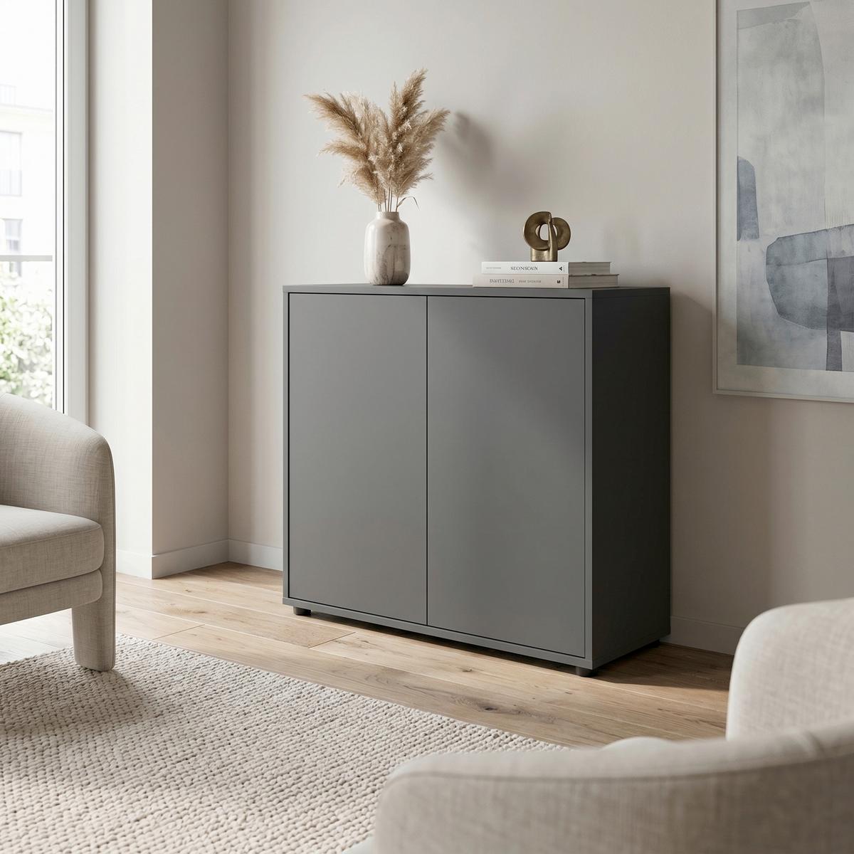 Kommode Mailand Typ 4 Anthrazit - Anthrazit/Schwarz, MODERN, Holzwerkstoff/Kunststoff (79/73/33cm) - MID.YOU