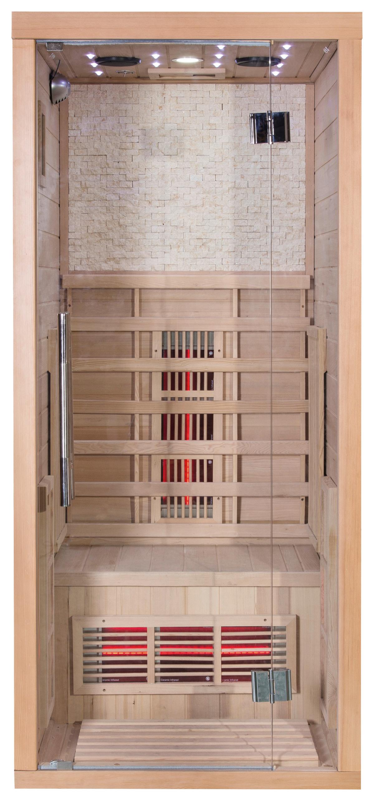 Infrarotkabine Stockholm 1 Person, ca. 90/200/90cm - Naturfarben, Design, Holz (90/200/90cm)