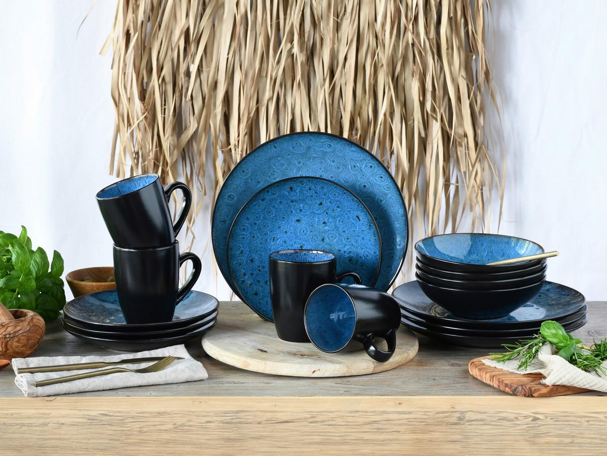 Kombinirani Servis Capri Blue, 16-Delni - modra/temno modra, Trend, keramika - Creatable