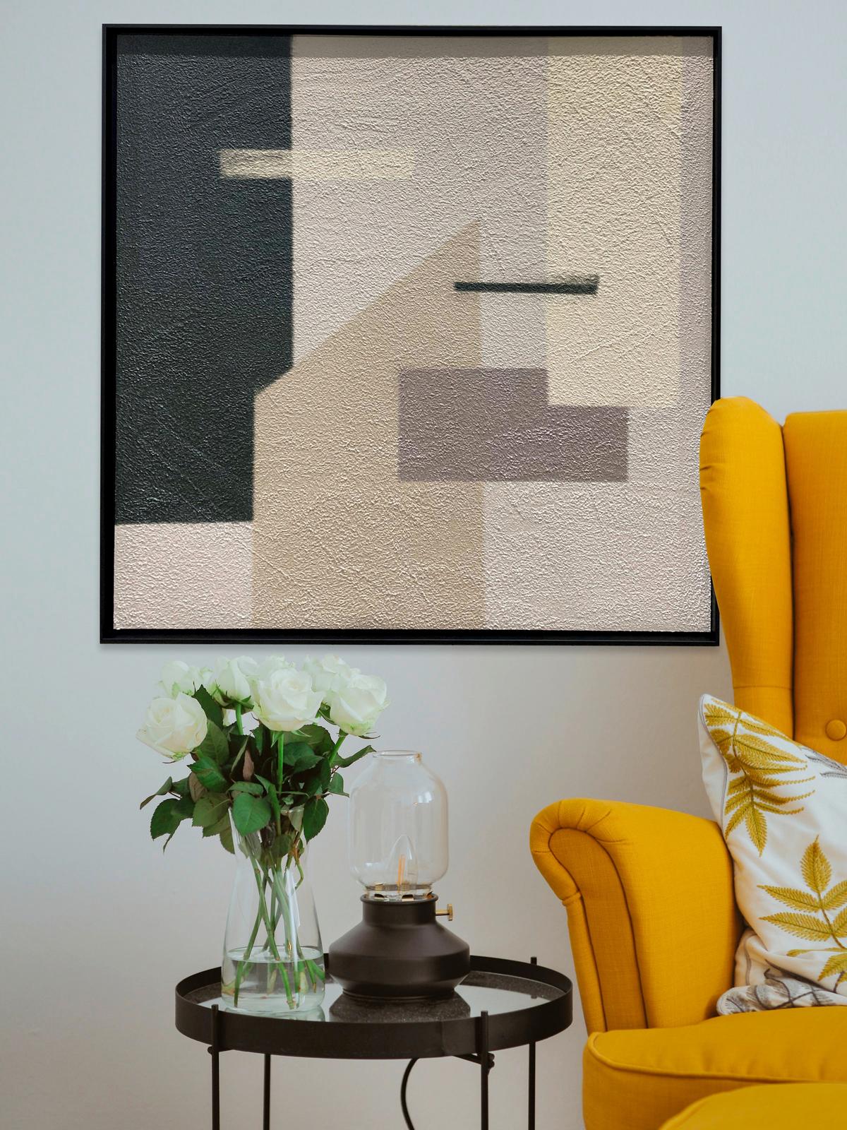 BILD ORIG-19-74X74-ARTSTR-ARBAKZW - Schwarz, Basics, Holz/Stein (74/74/10cm) - Wandkraft