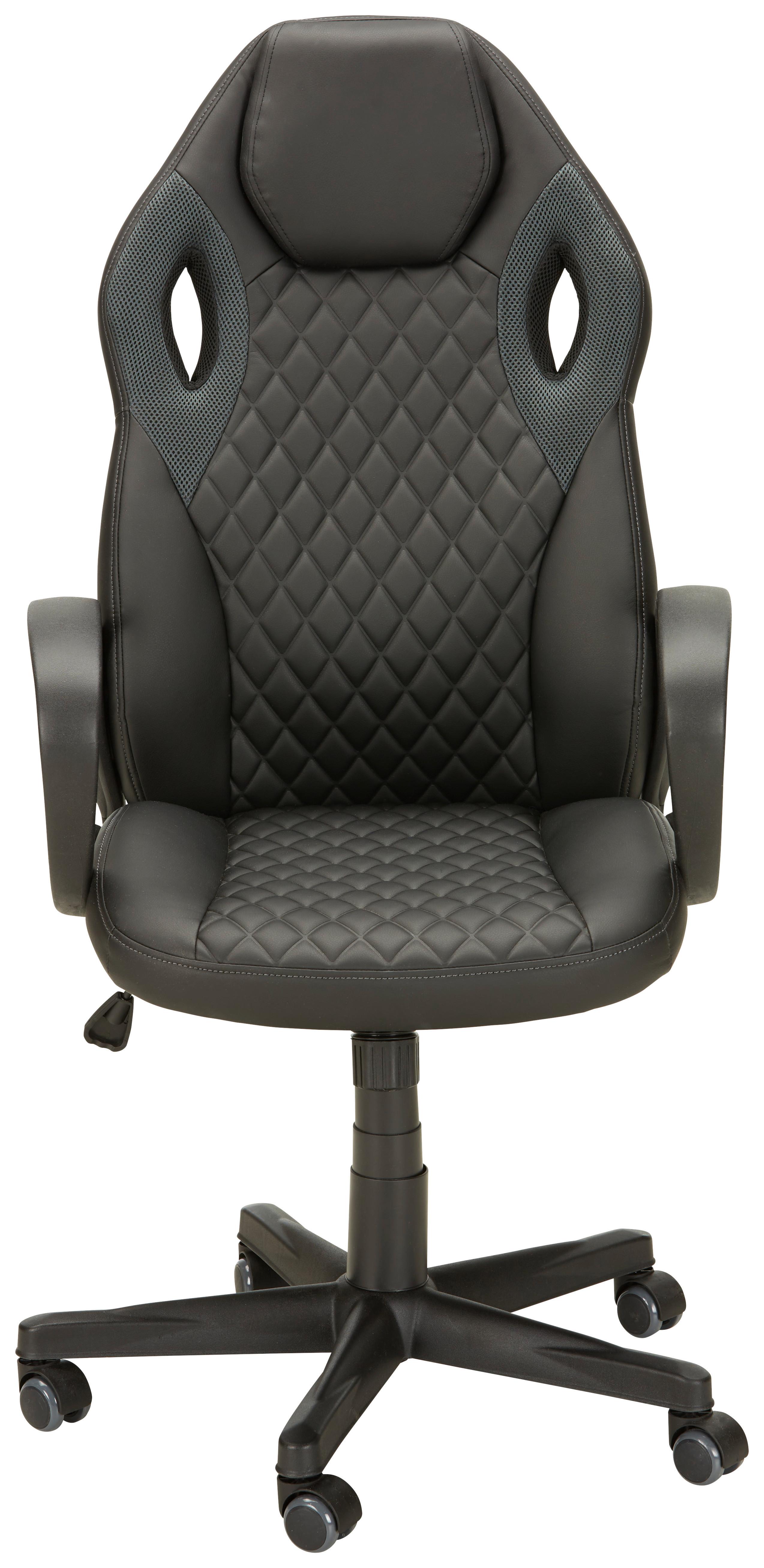 Chefsessel Erol in Grau/Schwarz - Schwarz/Grau, MODERN, Holz/Kunststoff (61/107-117/66cm) - Mömax