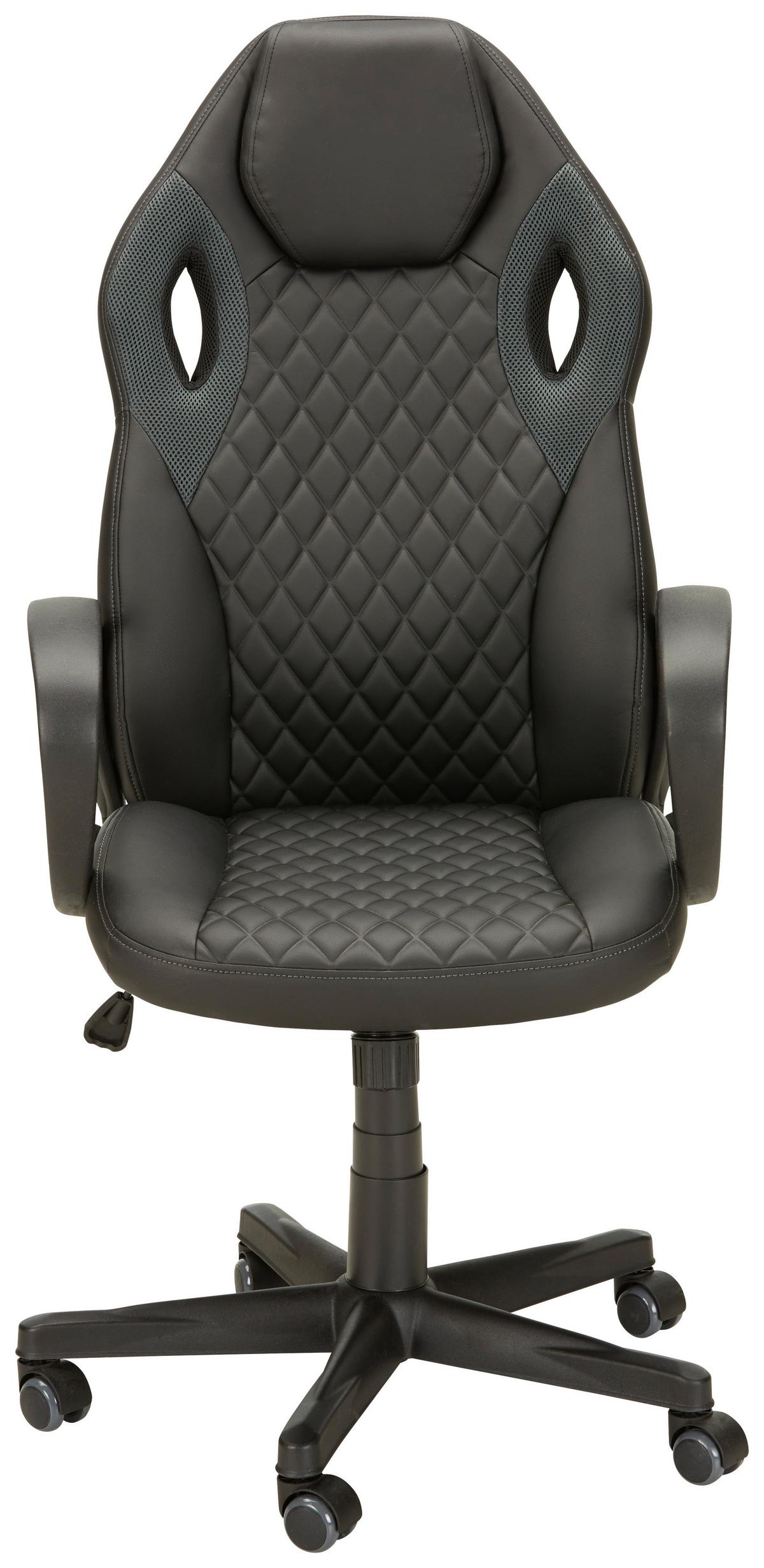 Chefsessel in Grau/Schwarz - Schwarz/Grau, MODERN, Holz/Kunststoff (61/107-117/66cm) - Mömax