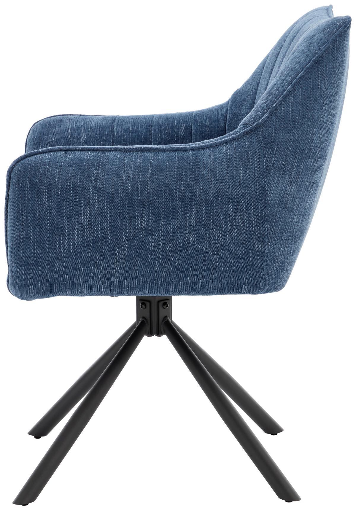 Armlehnstuhl Trient Blau - Blau/Schwarz, MODERN, Textil/Metall (63/88/62cm) - Premium Living