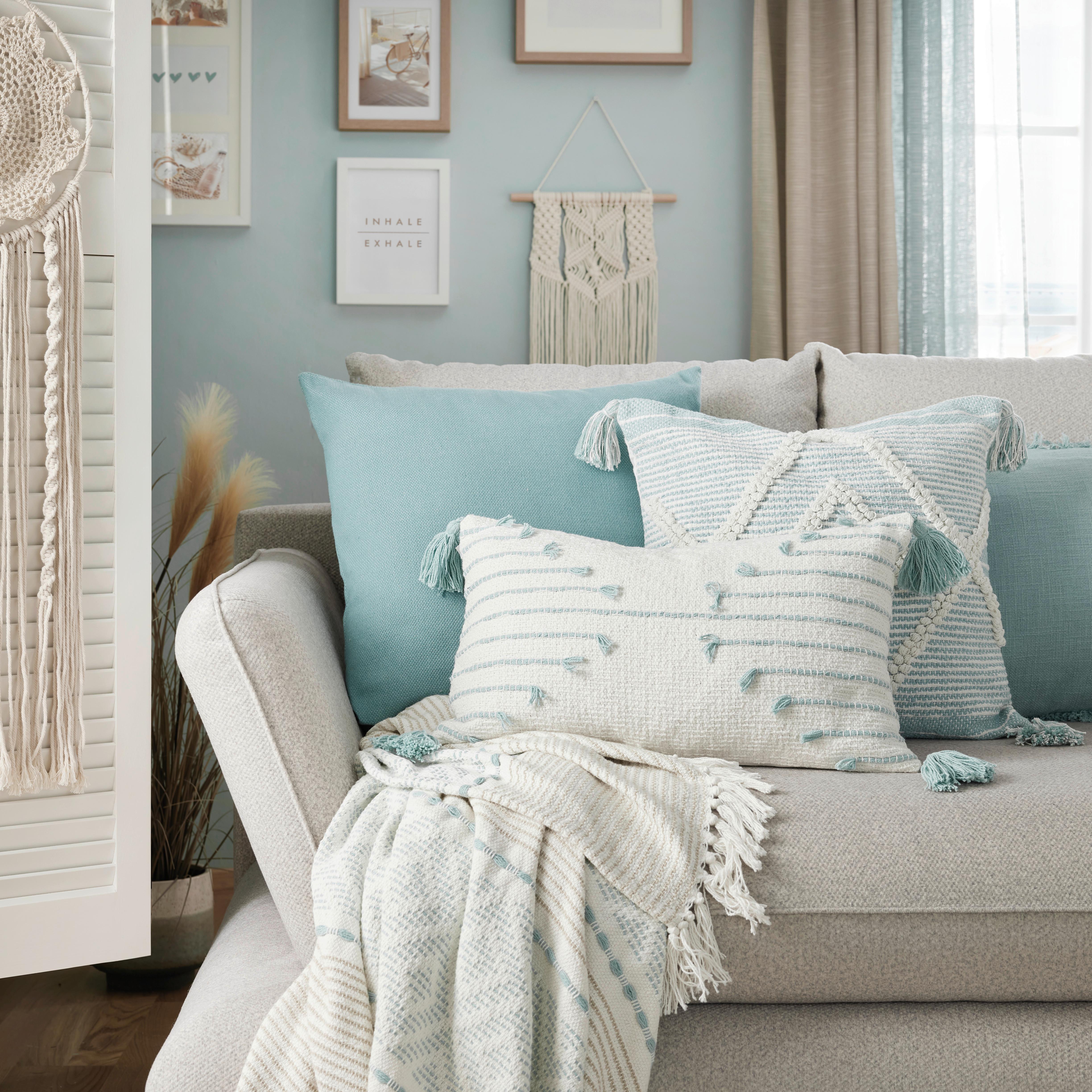 Okrasna Blazina Elena - modra/bela, Trendi, tekstil (30/50cm) - Premium Living