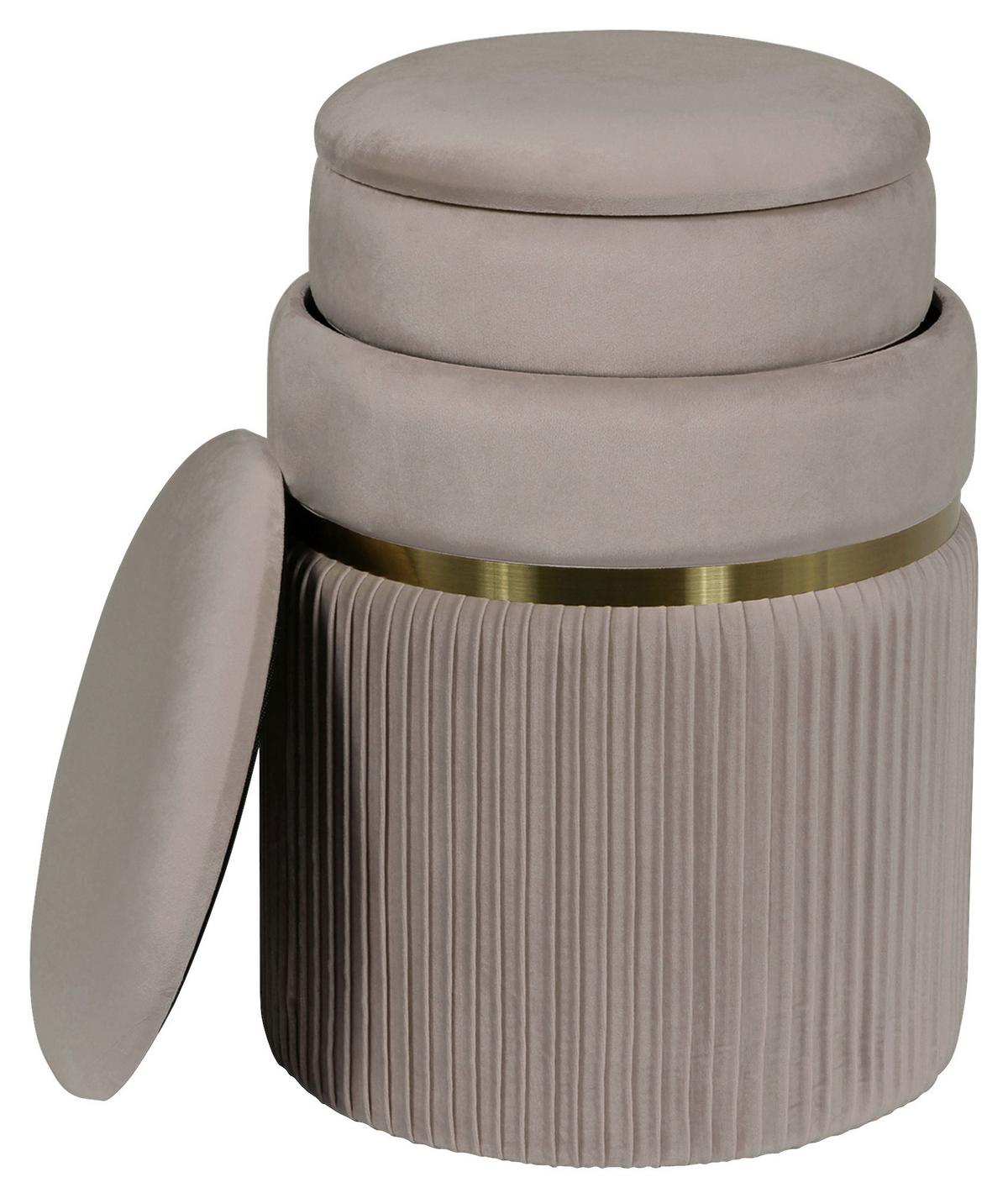 Hockerset Zora 325 - Taupe/Goldfarben, Konventionell, Kunststoff/Textil (31,5/36/38/44/31,5/36cm) - Kayoom