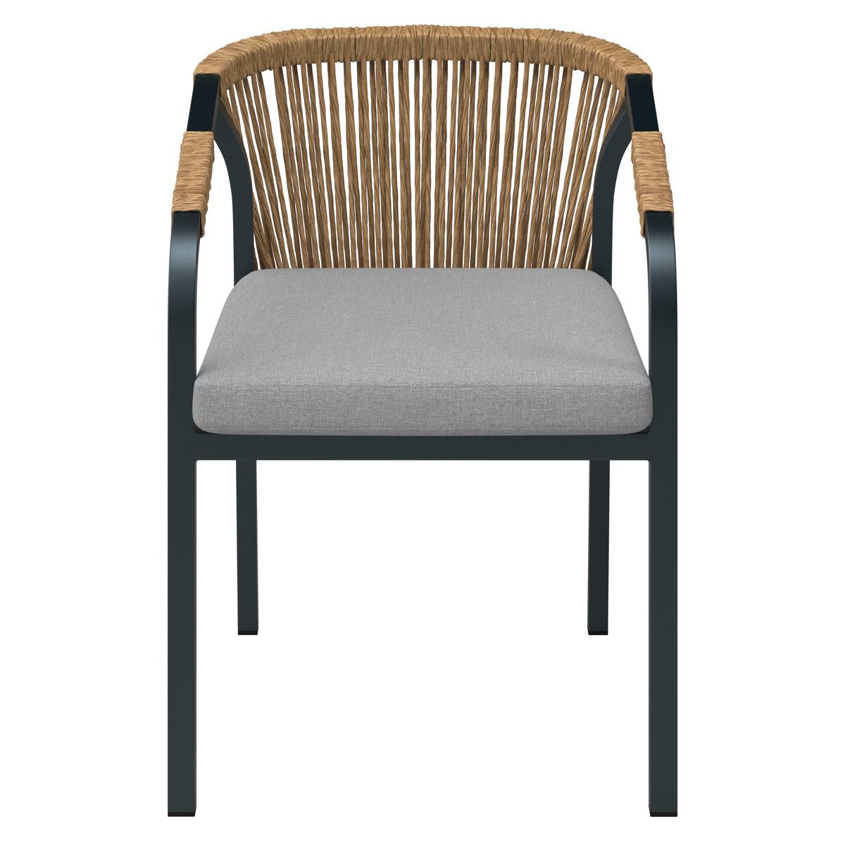 FOTEL SZTAPLOWANY TINO -EXKLUSIV- - antracytowy/kolor naturalny, Modern, tworzywo sztuczne/metal (56/77/64cm) - Ambia Garden