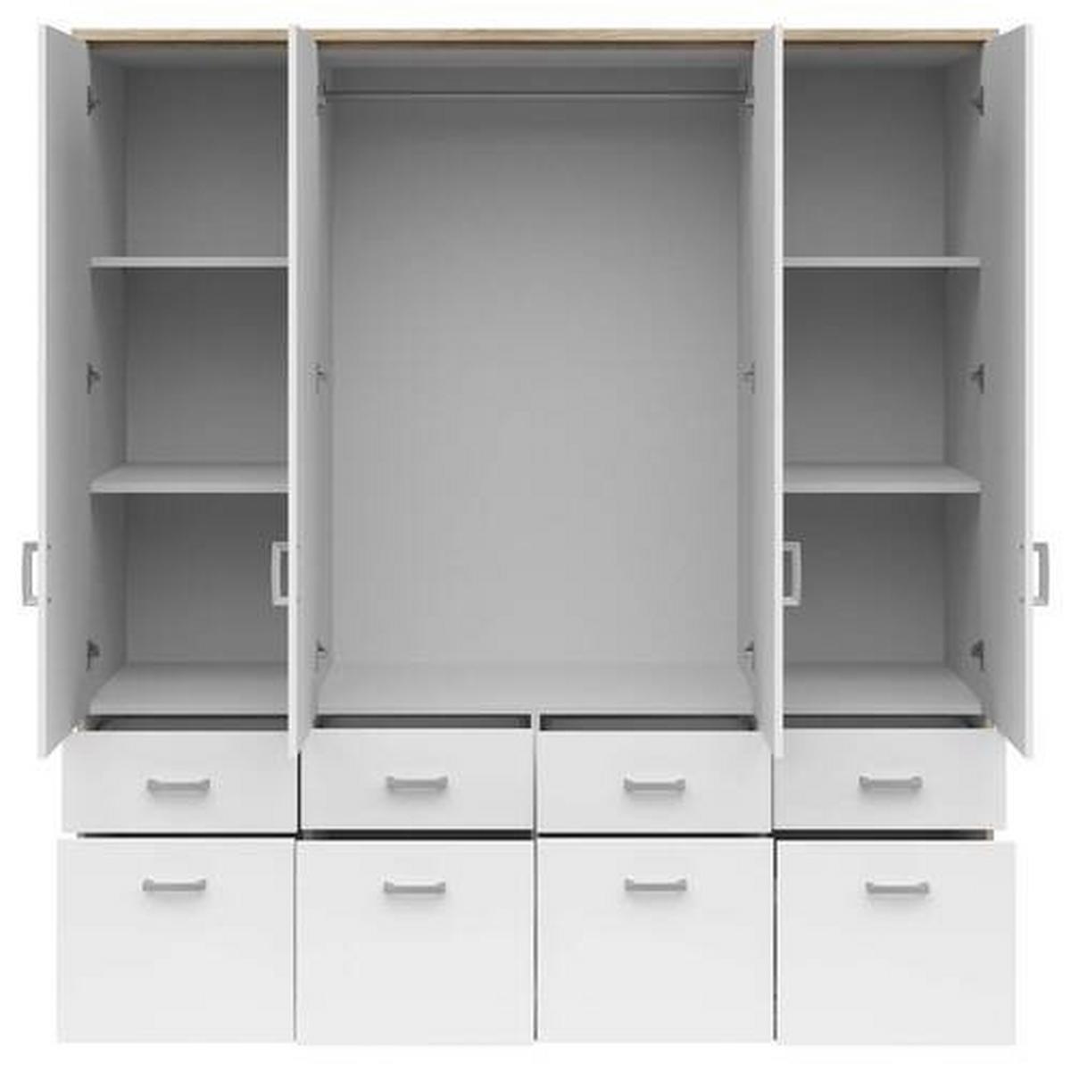 SZAFA NA UBRANIA BRANDO - kolor srebrny/biały, Konventionell, materiał drewnopochodny/tworzywo sztuczne (181/199/58cm) - Boxxx