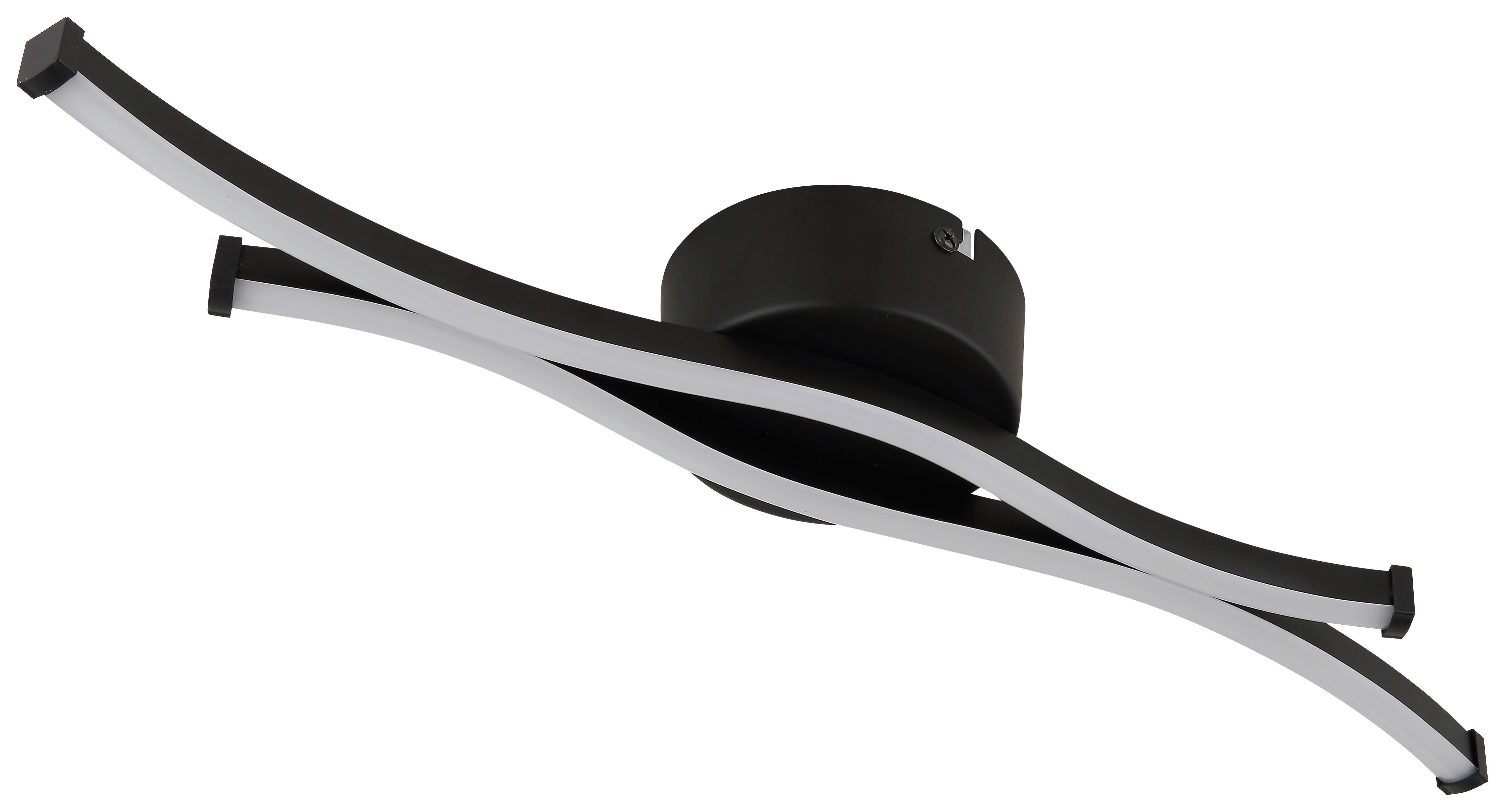 Led-deckenleuchte Opal/schwarz Max. 12 Watt - Opal/Schwarz, Modern, Kunststoff/Metall (47,6/10/5,6cm) - Mömax
