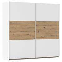 Omara Z Drsnimi Vrati Foster, Bela, Hrast, 218 Cm - bela/barve aluminija, Konvencionalno, kovina/leseni material (218/210/59cm)