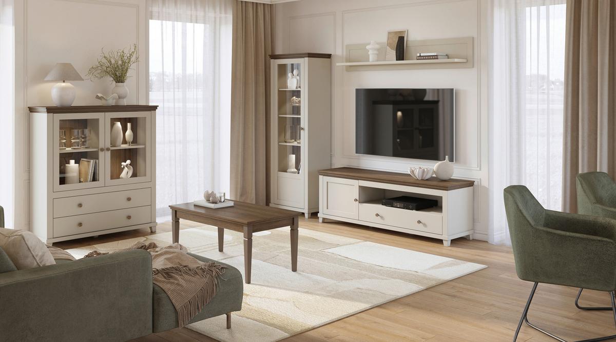 Tv-elem Evora - kasmírszínű/tölgyfa színű, Design, faalapú anyag (181/61/49cm)