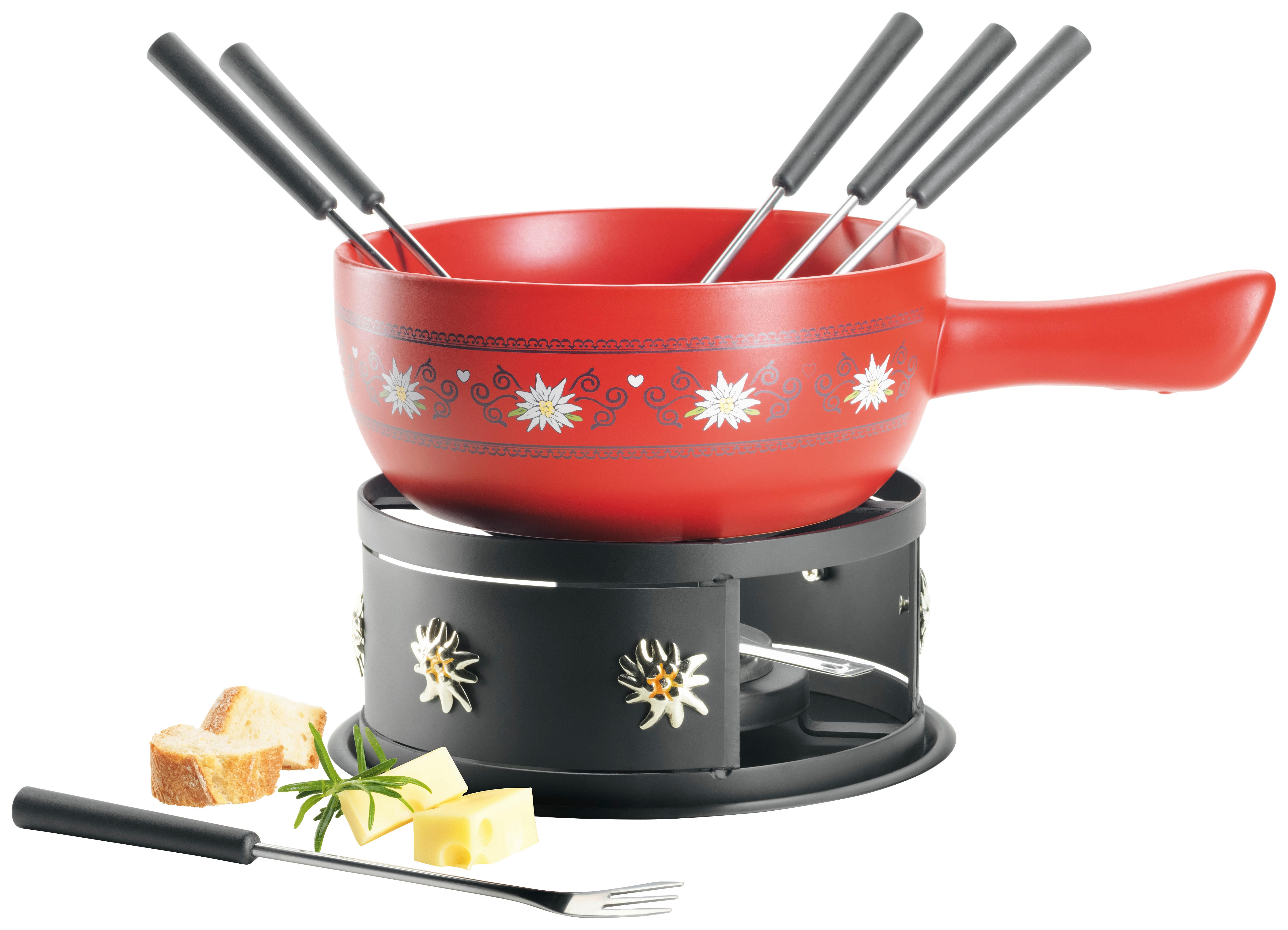 FONDUESET 931893 - Rot/Schwarz, Trend, Keramik/Metall (34/22,5/19cm) - Mäser
