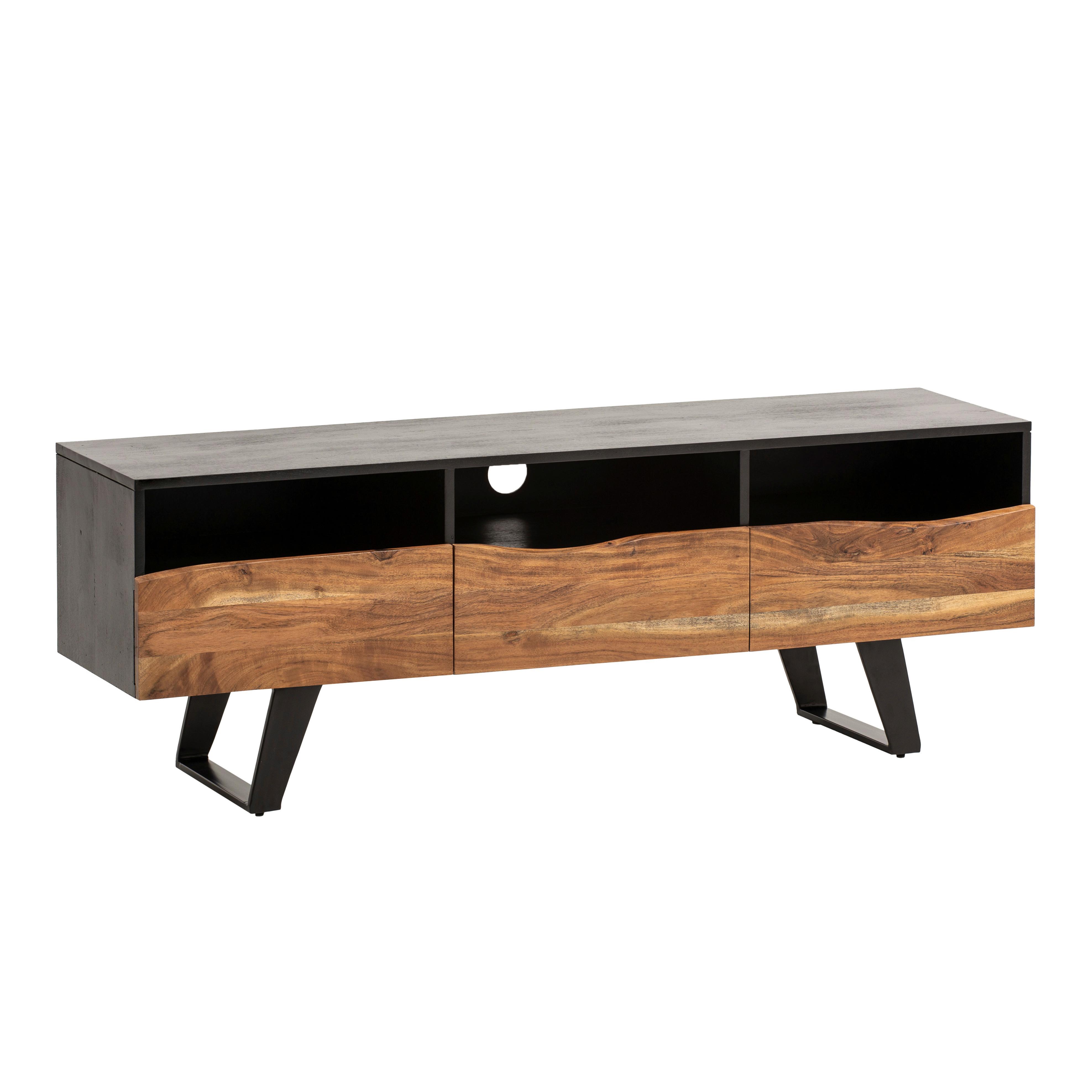 Lowboard Wl7.056 - Schwarz/Akaziefarben, Design, Holz/Metall (140/50/40cm) - MID.YOU