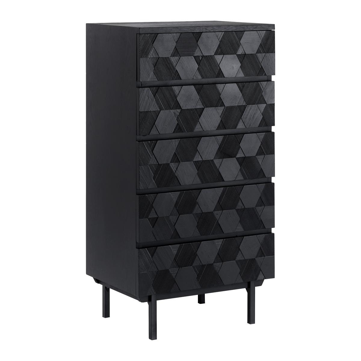 Kommode Roma ca. 54x130 cm MDF Schwarz - Schwarz, MODERN, Holz/Metall (54/103/39cm) - Bessagi Home