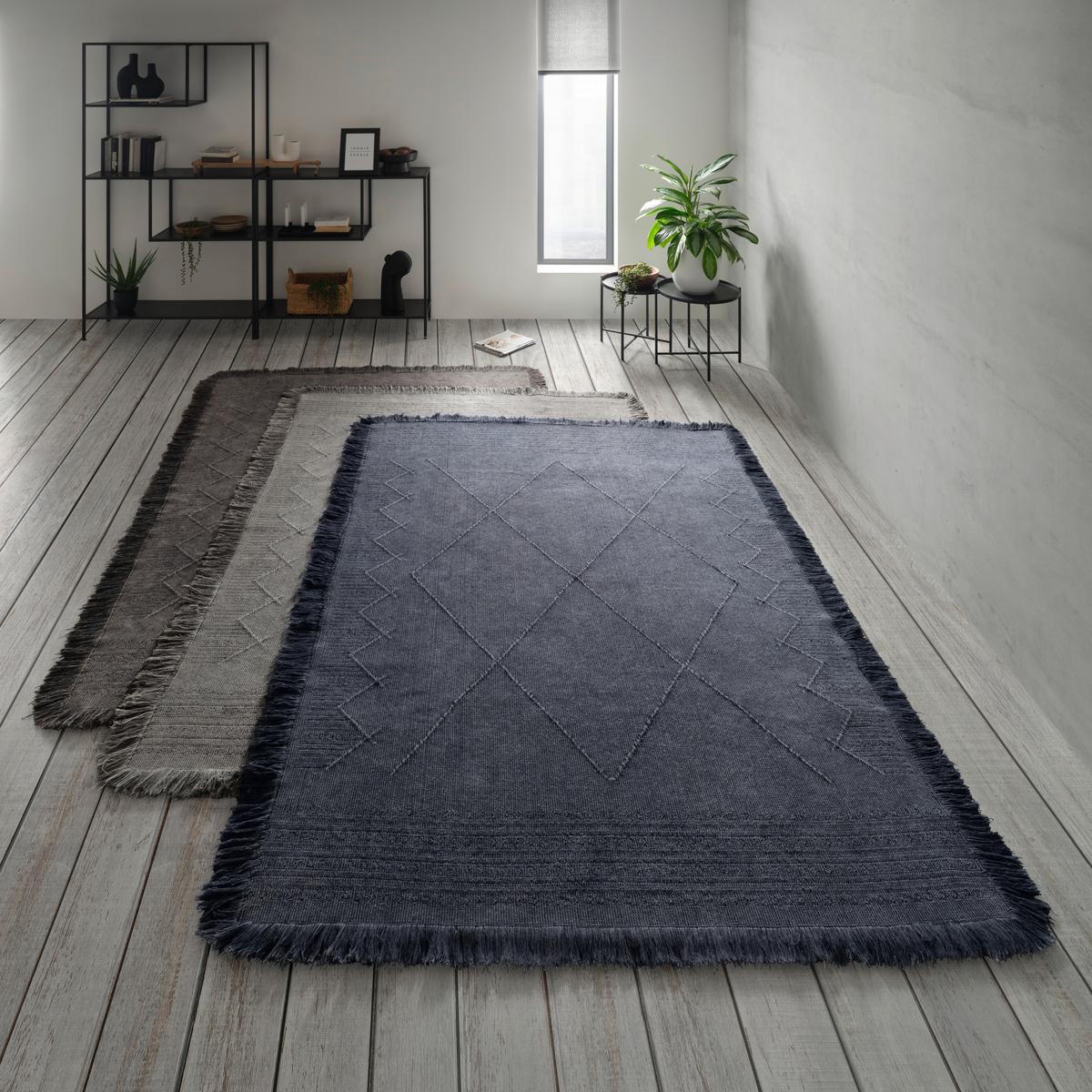 Ročno Tkana Preproga Monaco 1 - temno modra, tekstil (80/150cm) - Modern Living