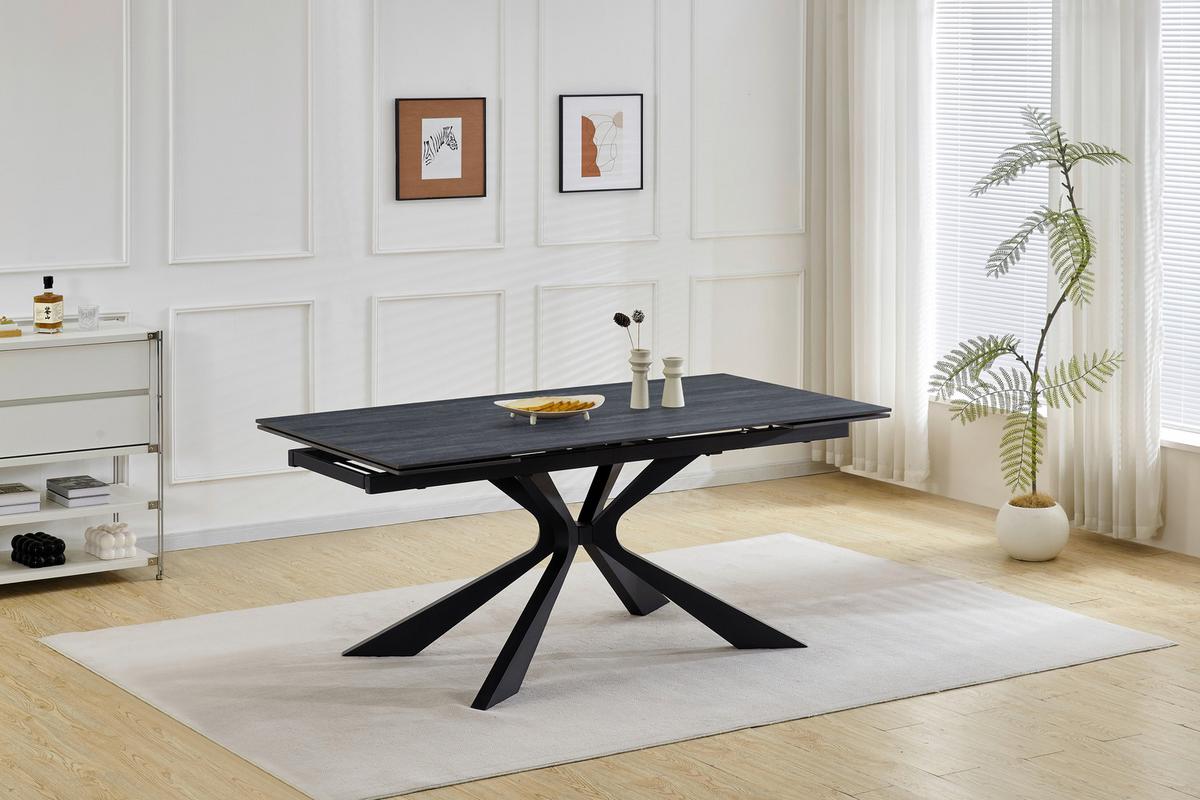 Raztegljiva Miza Hamar, Črna, 180-260x90 - črna, Moderno, kamen/kovina (180-260/90/76cm) - P & B