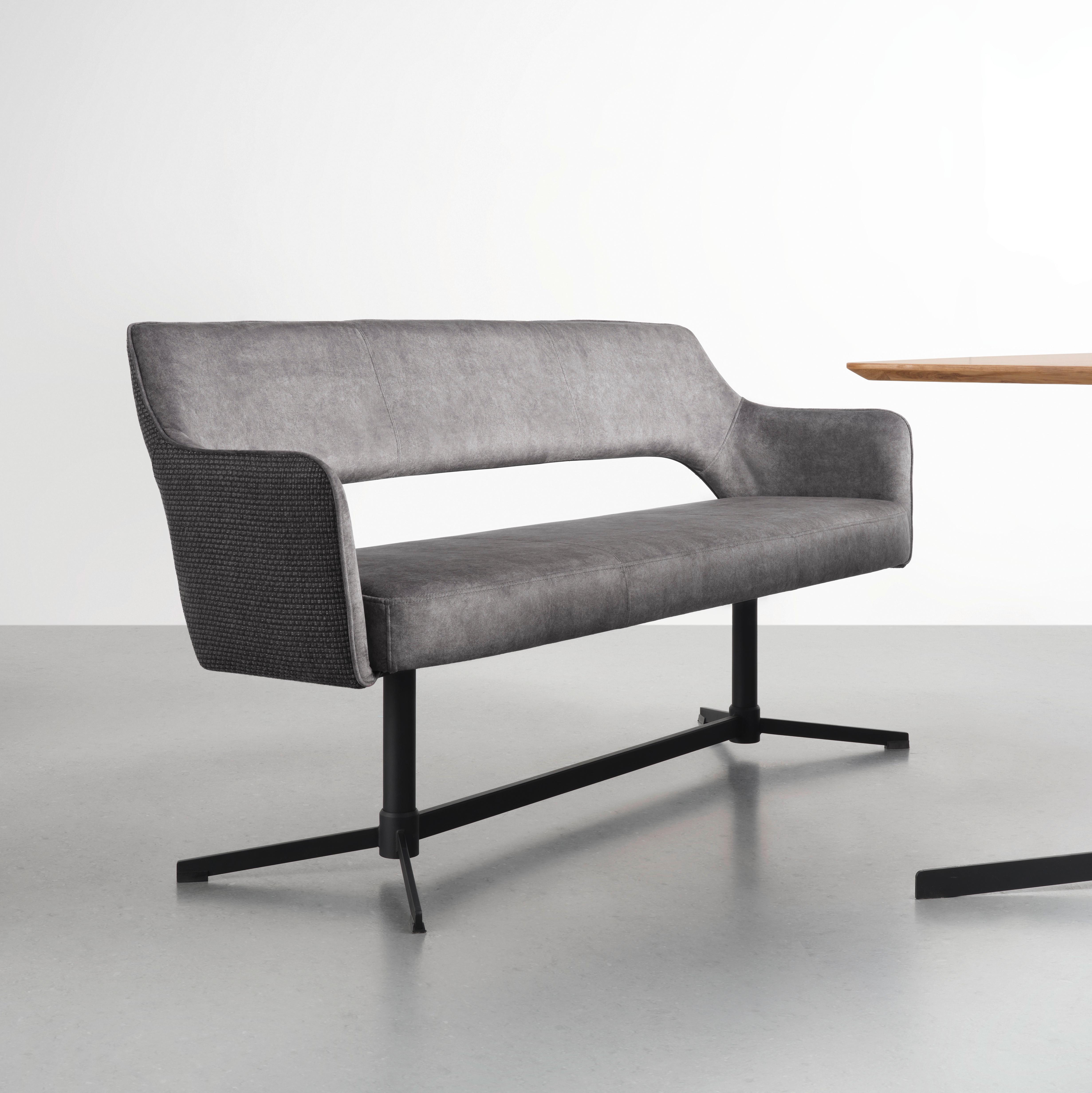 SITTBÄNK VALLETTA - svart/antracit, Modern, metall/textil (170/85/61cm) - Premium Living